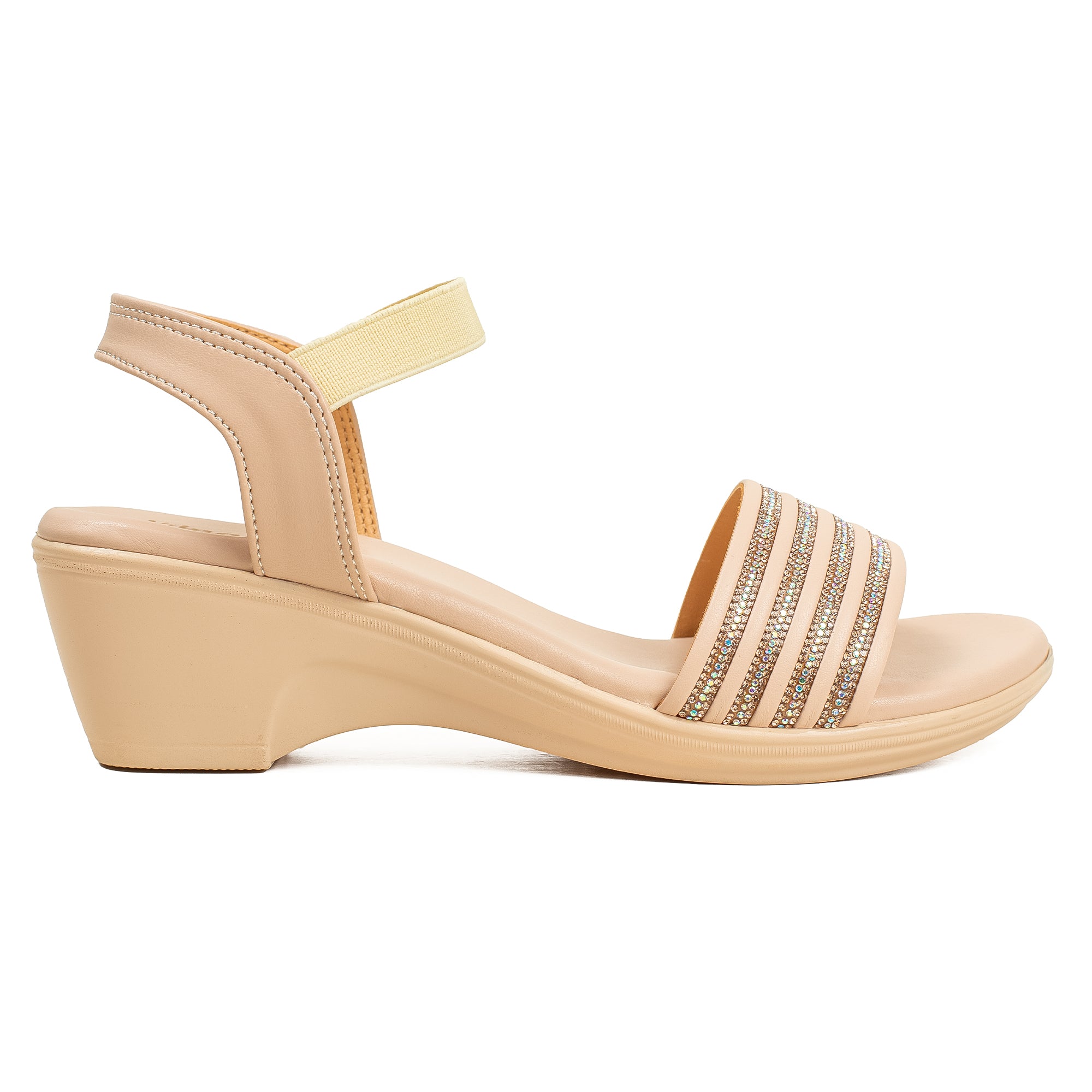 Vibrant Ladies Beige Wedge Heel Sandal - Vibrantbd.com