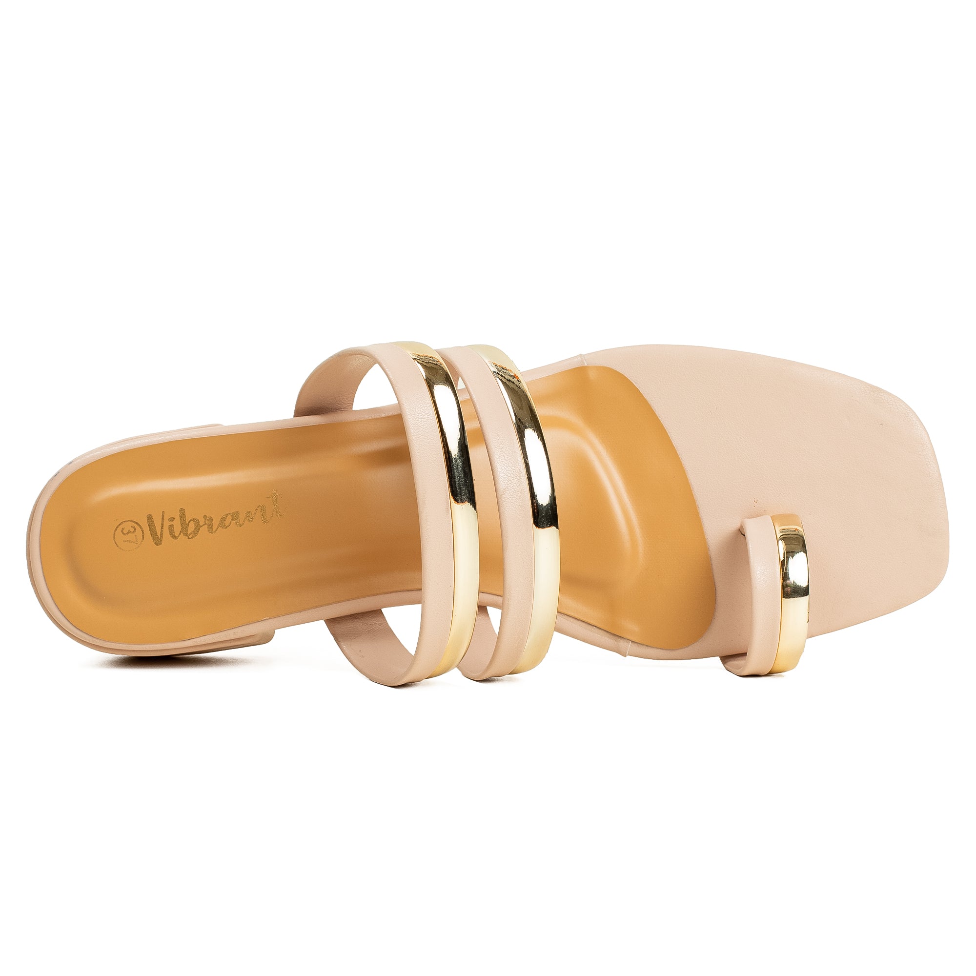 Vibrant Women's Beige Toe-Post Block Heel Sandal – Premium PU, Elegant & Comfortable - Vibrantbd.com