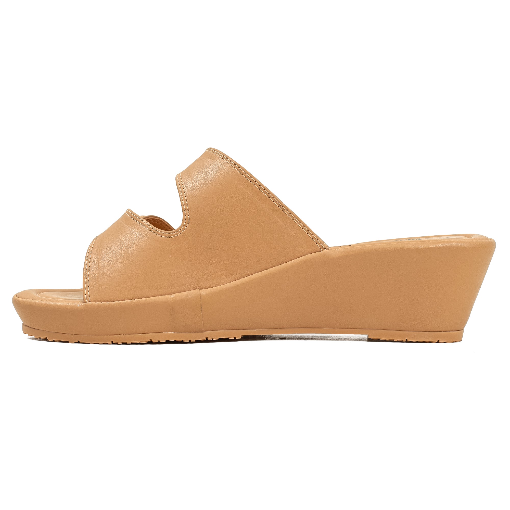 Vibrant Dr. Vi Ladies Wedge Heel Comfort Sandal – Beige PU Leather, Adjustable Straps & Cushioned Insole for Maximum Comfort - Vibrantbd.com