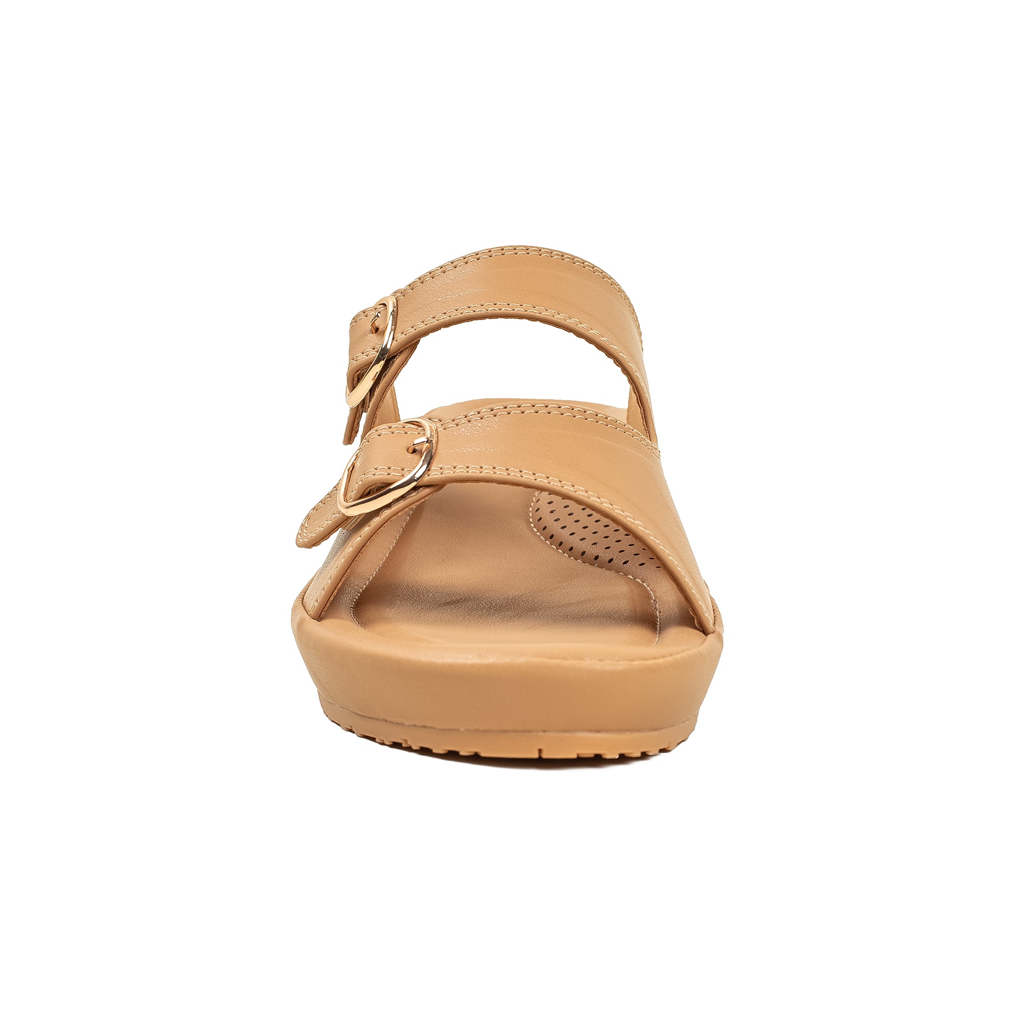 Vibrant Dr. Vi Ladies Wedge Heel Comfort Sandal – Beige PU Leather, Adjustable Straps & Cushioned Insole for Maximum Comfort - Vibrantbd.com