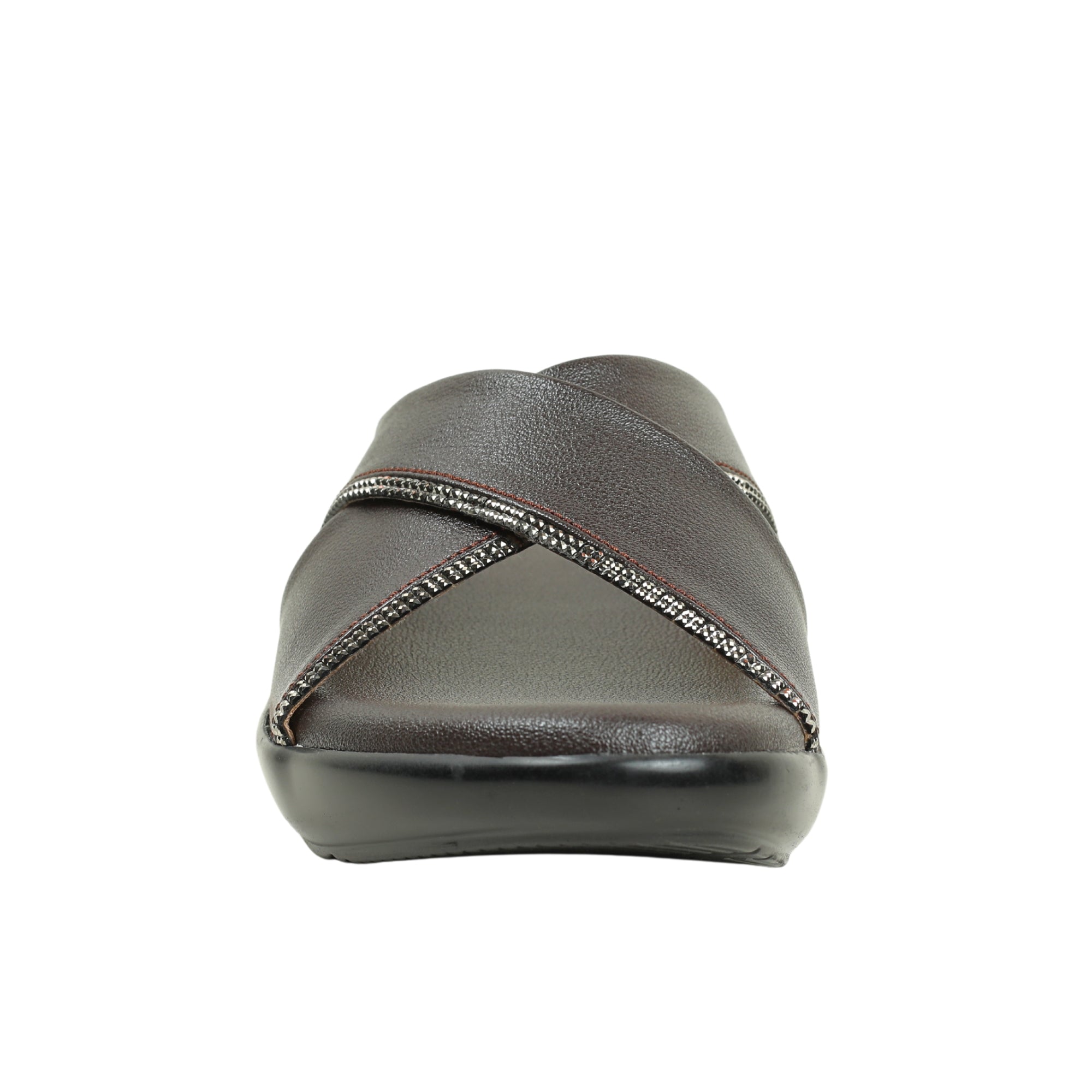 Vibrant Ladies Brown Wedge Heel Sandal – Comfortable & Stylish PU Leather Slip-On for Everyday Wear - Vibrantbd.com