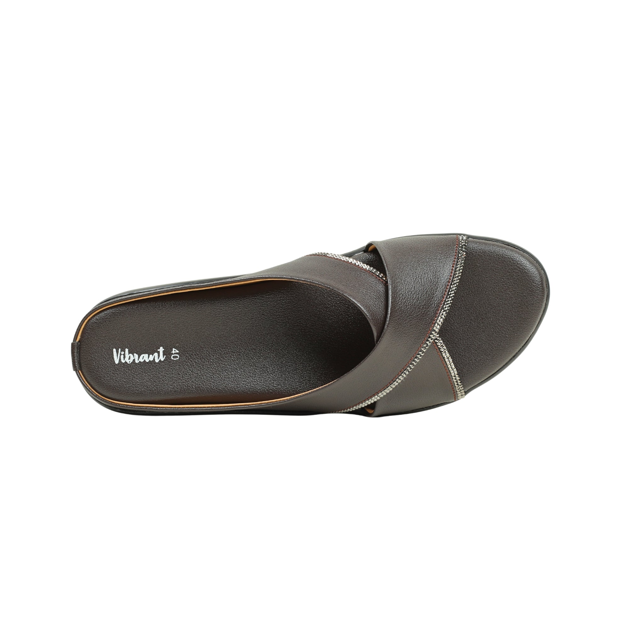 Vibrant Ladies Brown Wedge Heel Sandal – Comfortable & Stylish PU Leather Slip-On for Everyday Wear - Vibrantbd.com