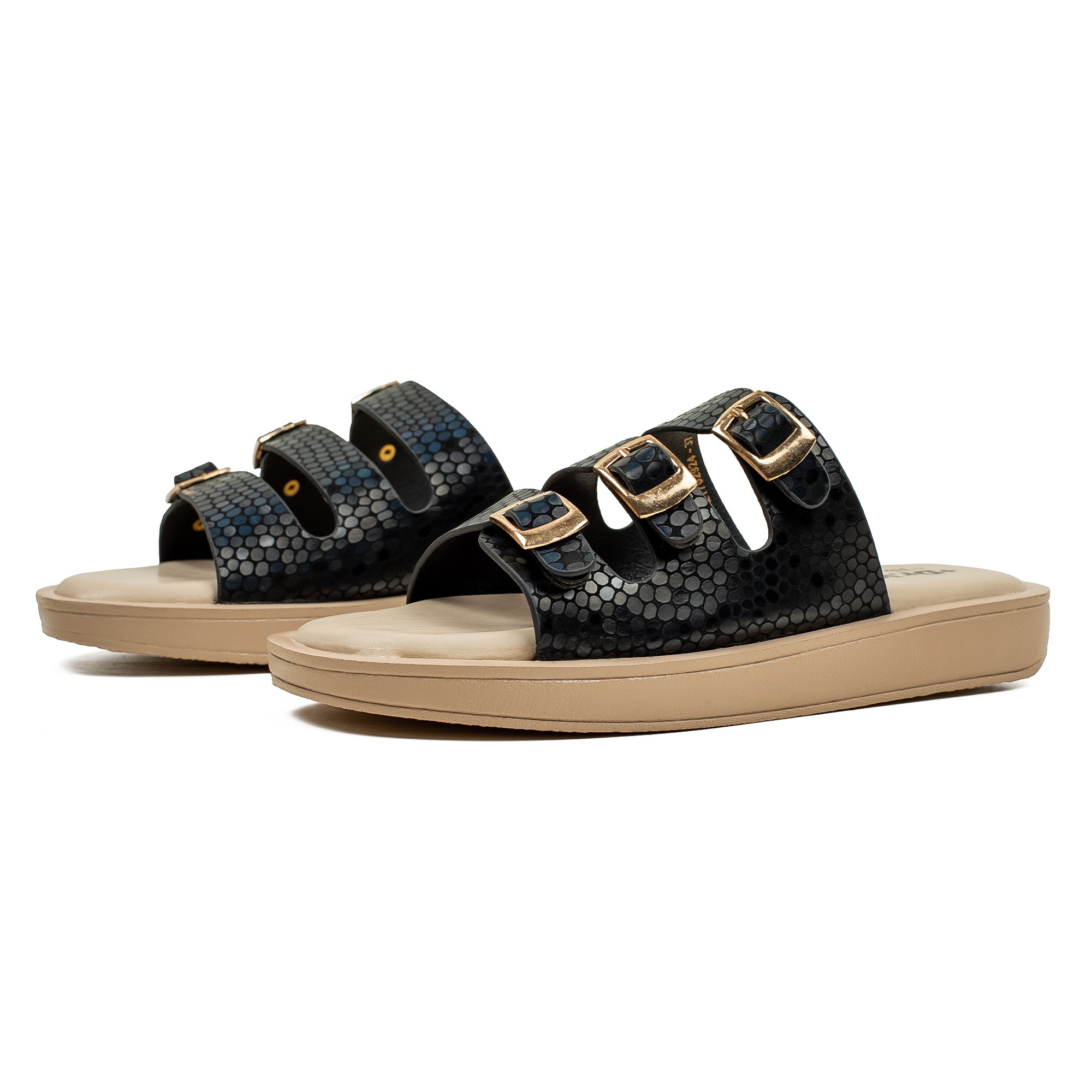 Ladies Dr. Vi Ultimate Comfort Black Sandal | Stylish PU Upper with TPR Outsole and Cushioned Insole