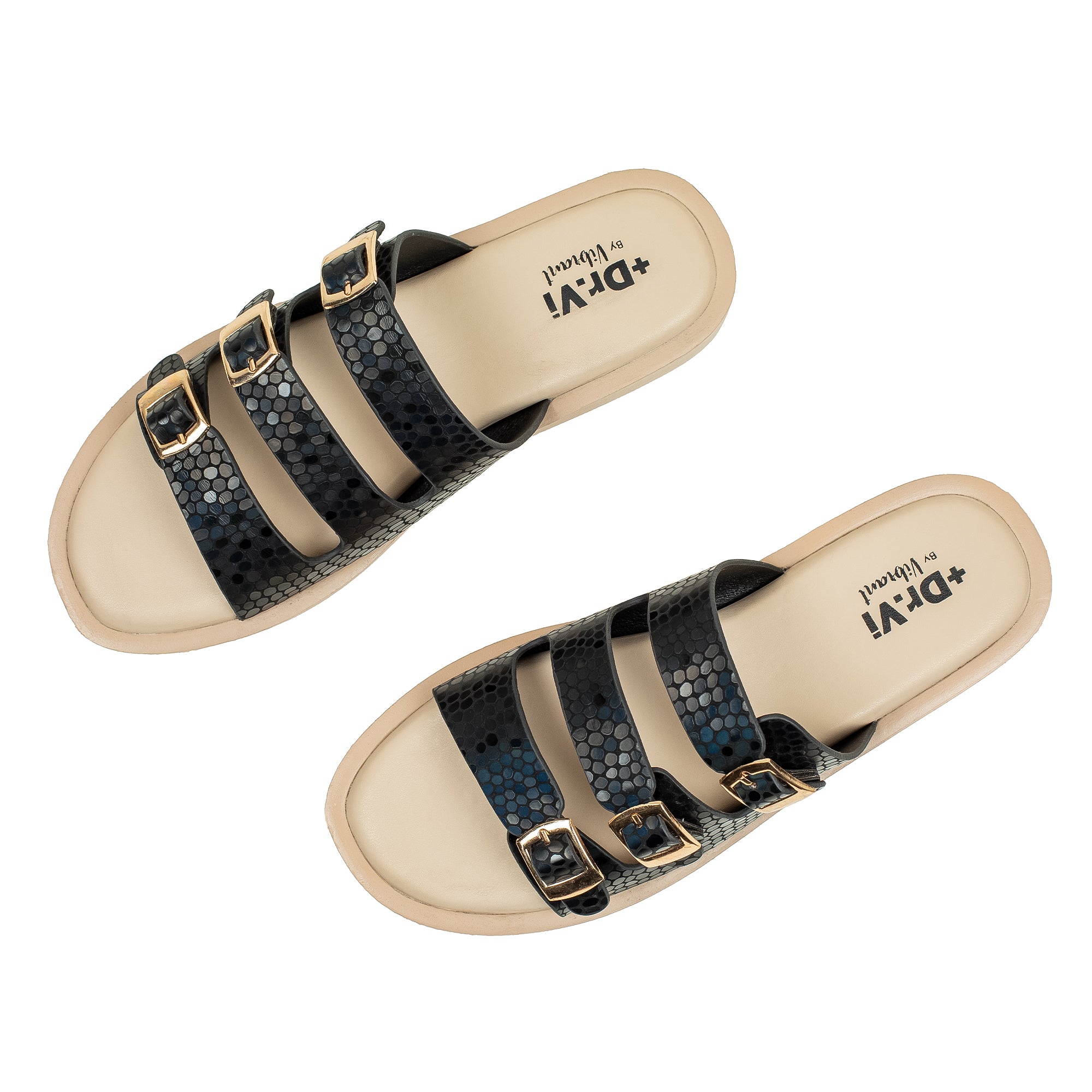 Ladies Dr. Vi Ultimate Comfort Black Sandal | Stylish PU Upper with TPR Outsole and Cushioned Insole