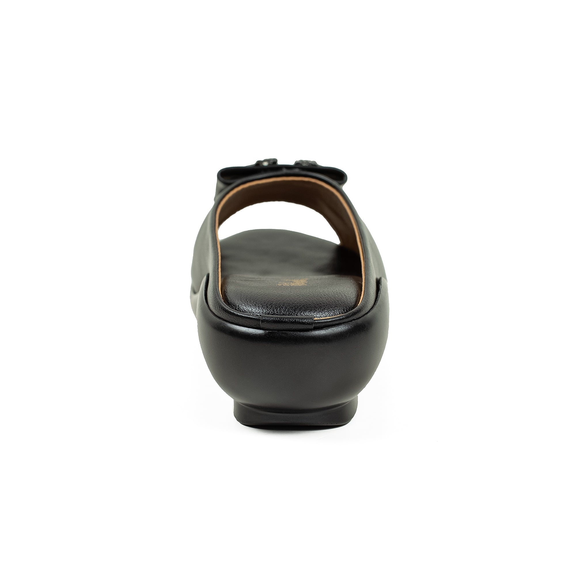 Vibrant Ladies Black PU Medium Heel Shoes with Bow & Cushioned Insole - Stylish and Comfortable Footwear