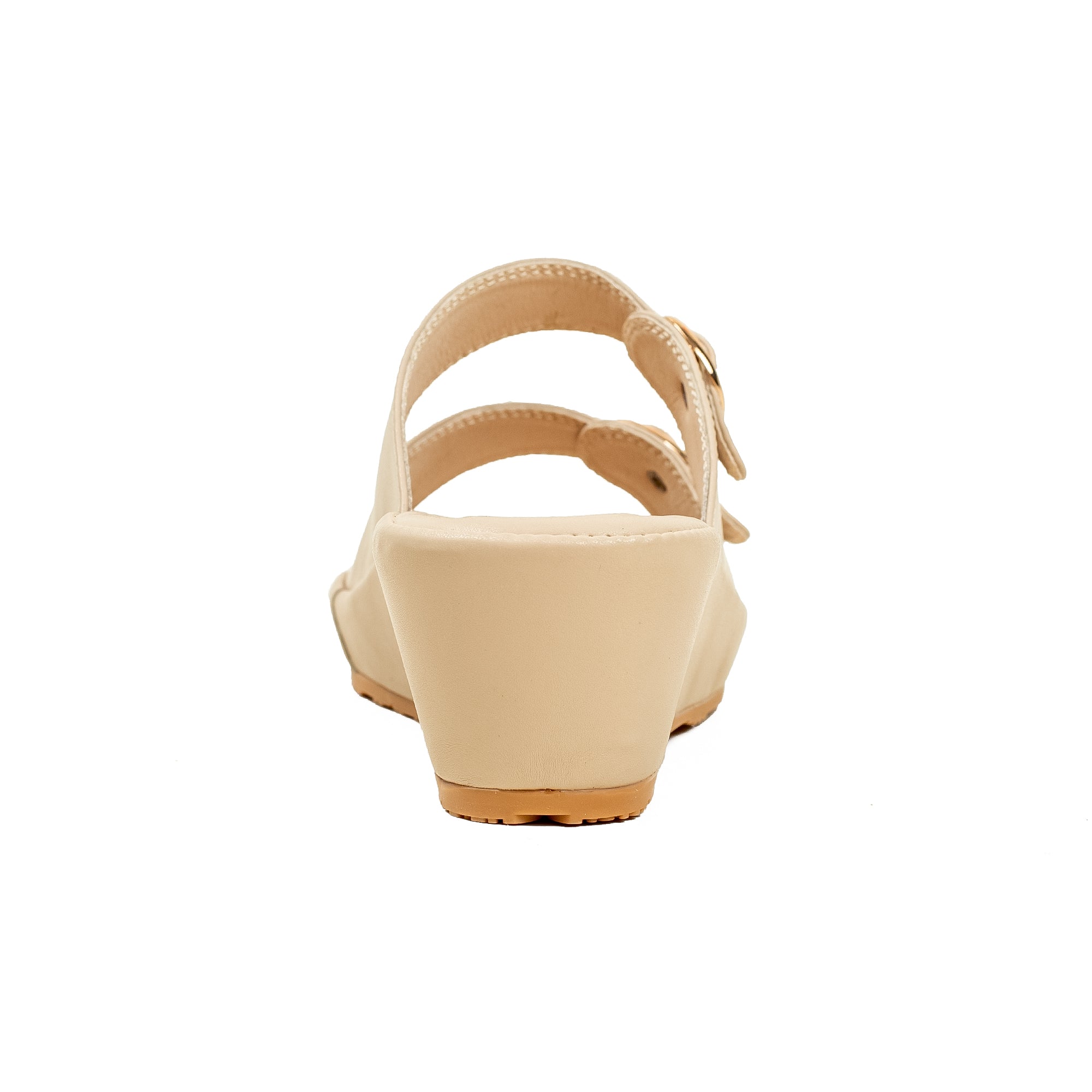 Vibrant Dr. Vi Ladies Wedge Heel Comfort Sandal – Beige PU Leather, Adjustable Straps & Cushioned Insole for Maximum Comfort - Vibrantbd.com