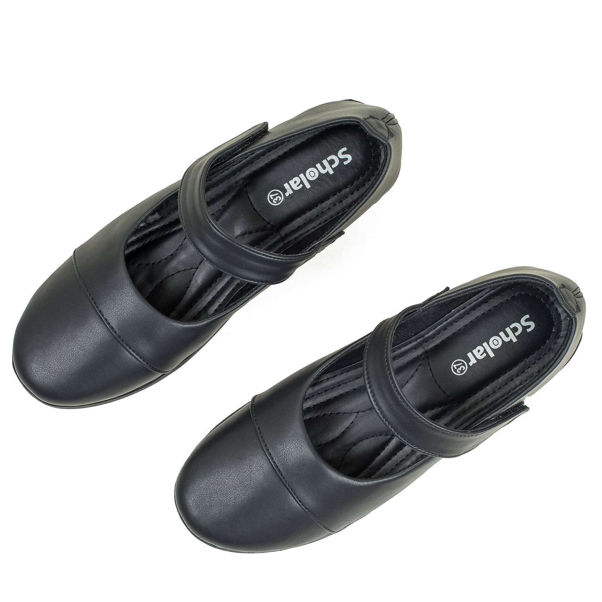 Scholar by Vibrant Black Girls' School Shoes – Comfortable PU Leather with Cushioned Insole & Wedge Heel for All-Day Wear