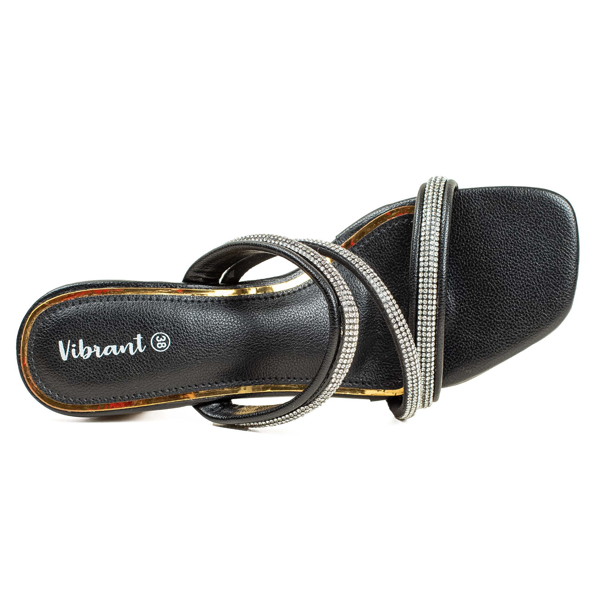 Vibrant Ladies Black Block Heel Sandal - Vibrantbd.com
