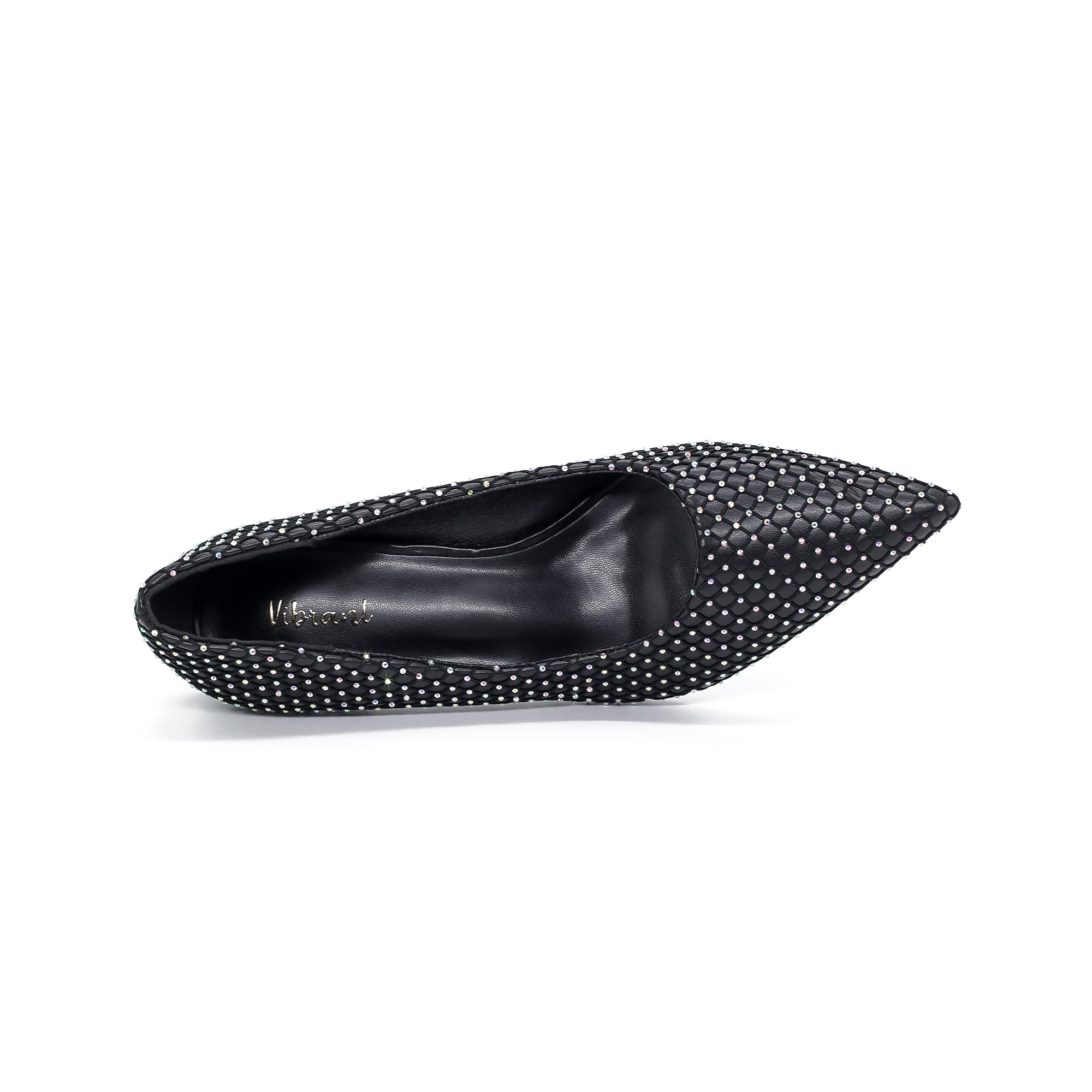 VIBRANT LADIES RHINESTONE KITTEN HEEL SHOE