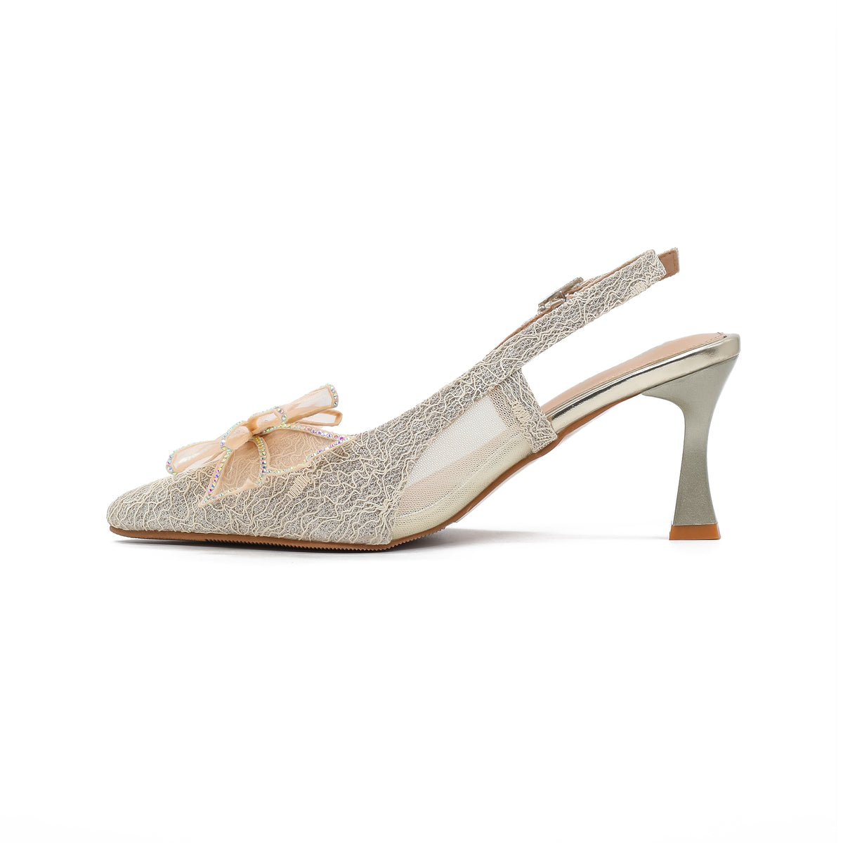 VIBRANT WOMEN BEIGE SLING BACK HEEL