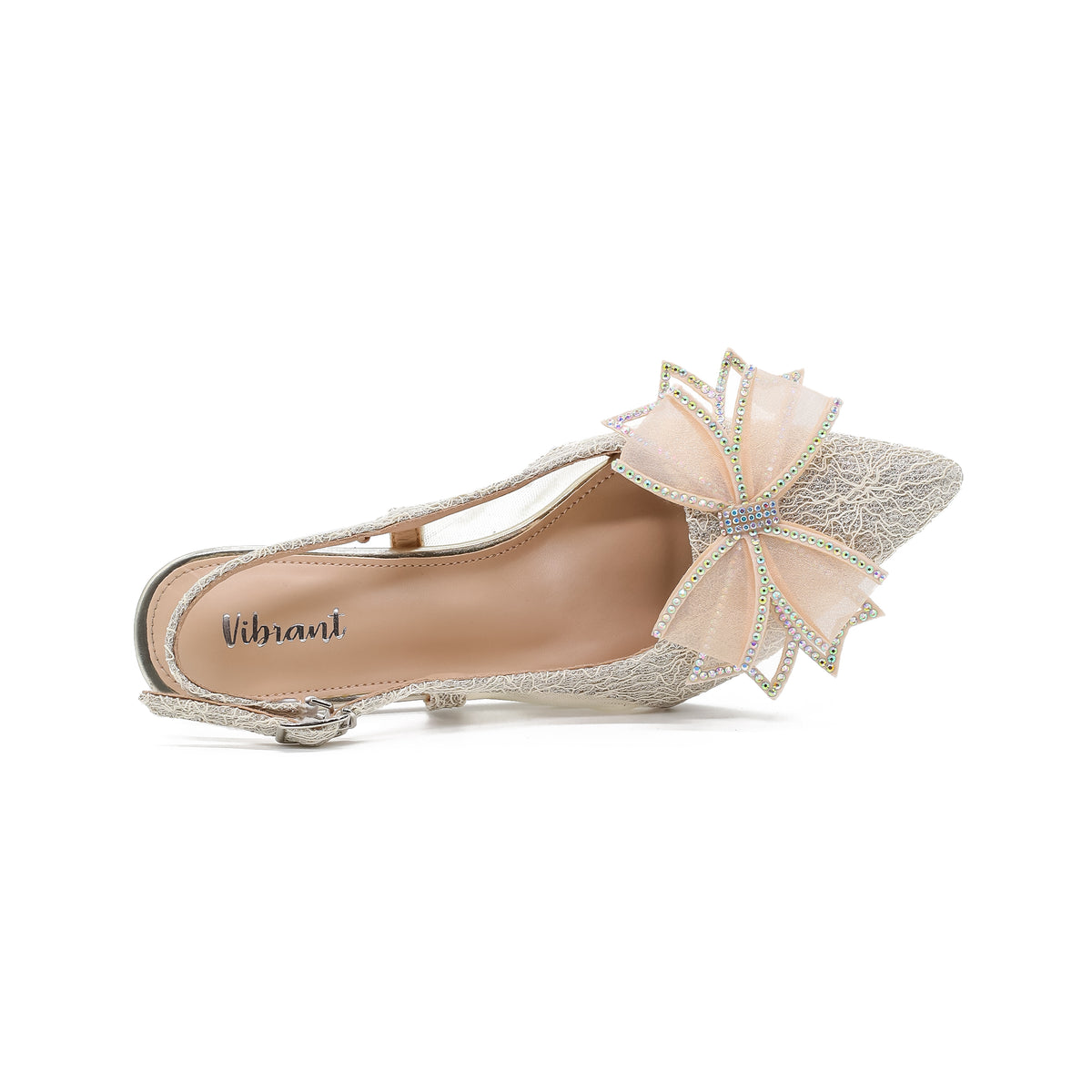 VIBRANT WOMEN BEIGE SLING BACK HEEL