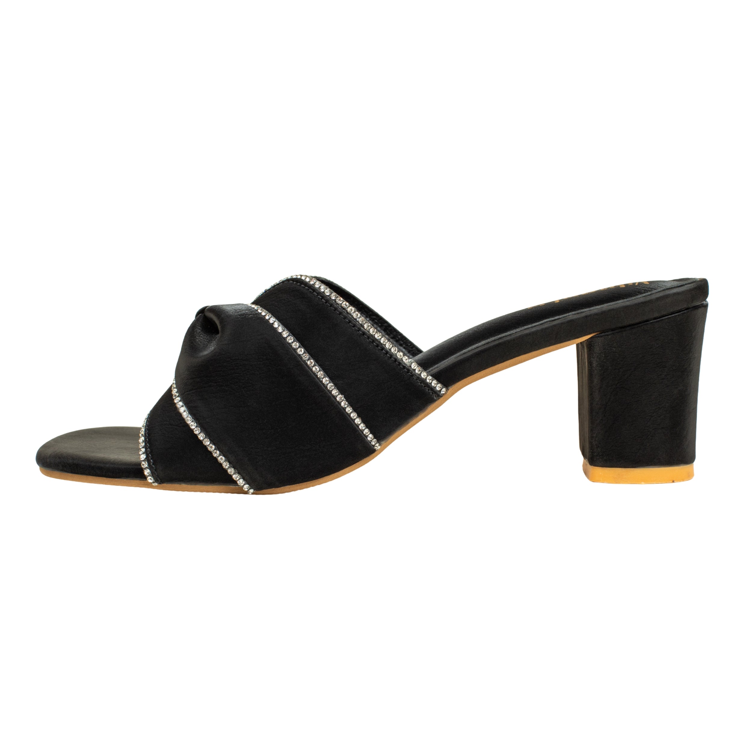 Black Luxe Stride Heeled Mules