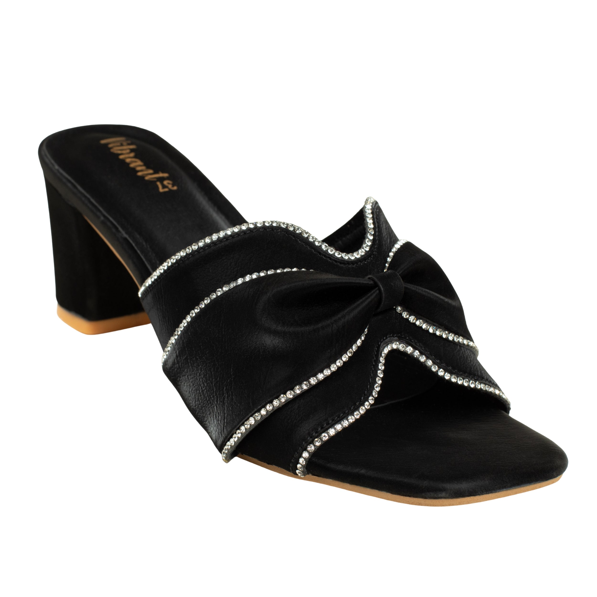 Black Luxe Stride Heeled Mules