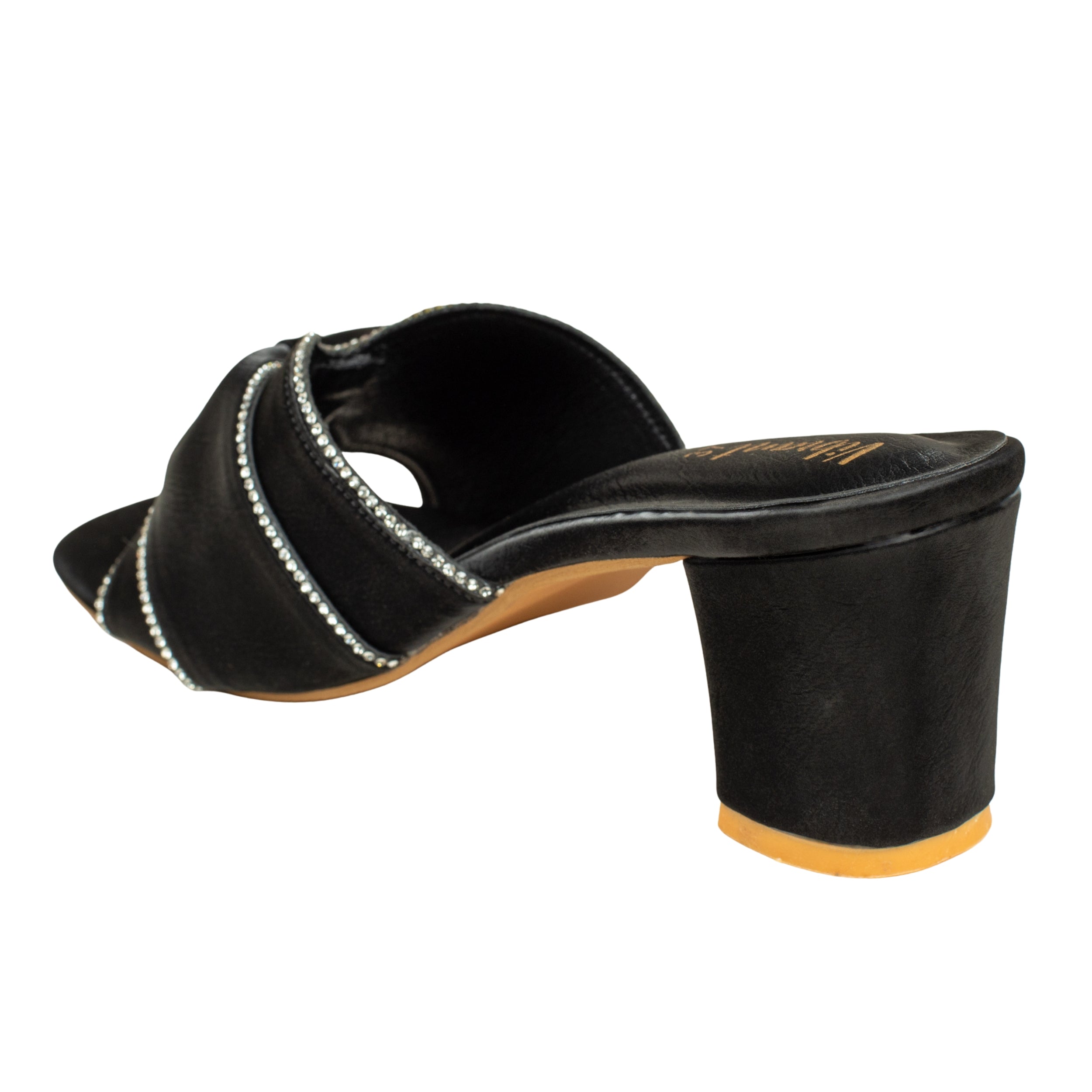Black Luxe Stride Heeled Mules