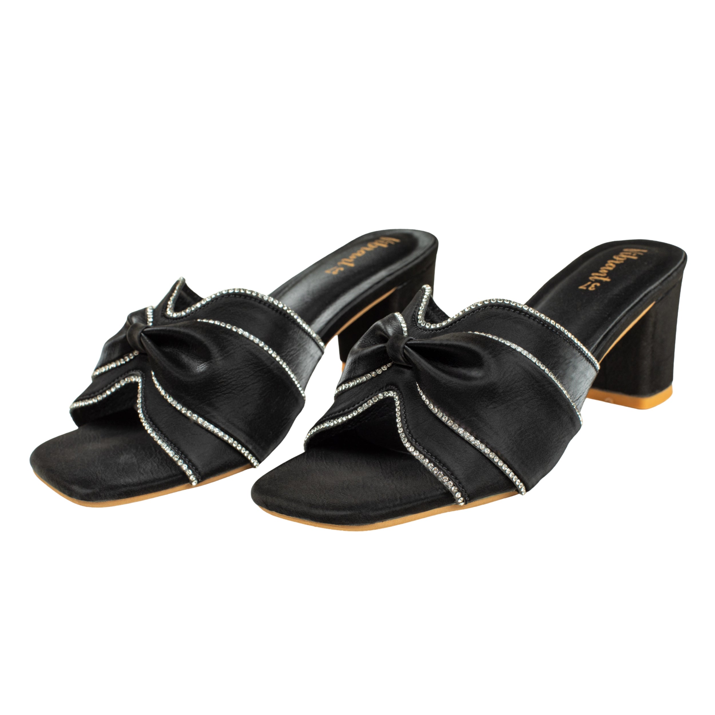 Black Luxe Stride Heeled Mules