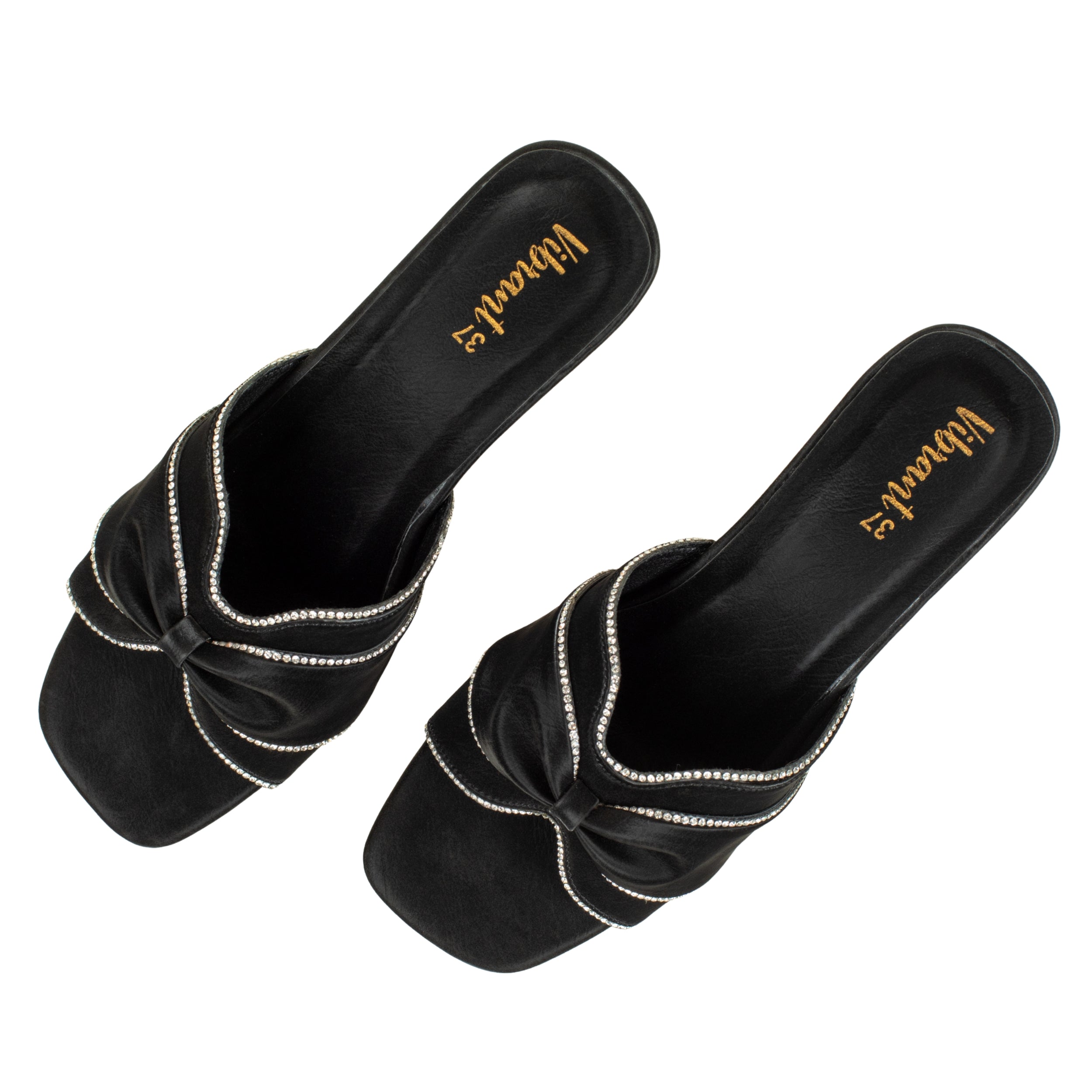 Black Luxe Stride Heeled Mules