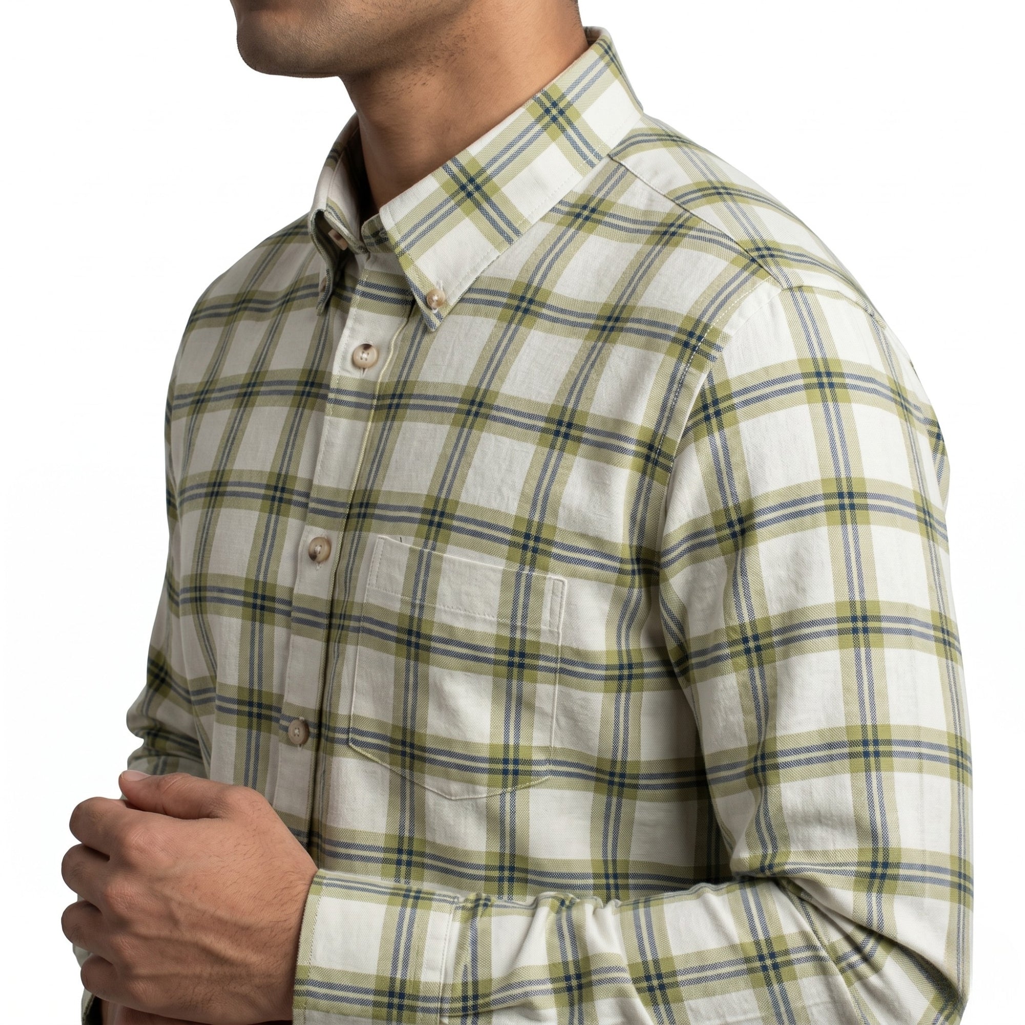 Vibrant Men's Checkered Pattern Cotton Full Sleeve Shirt - Vibrantbd.com