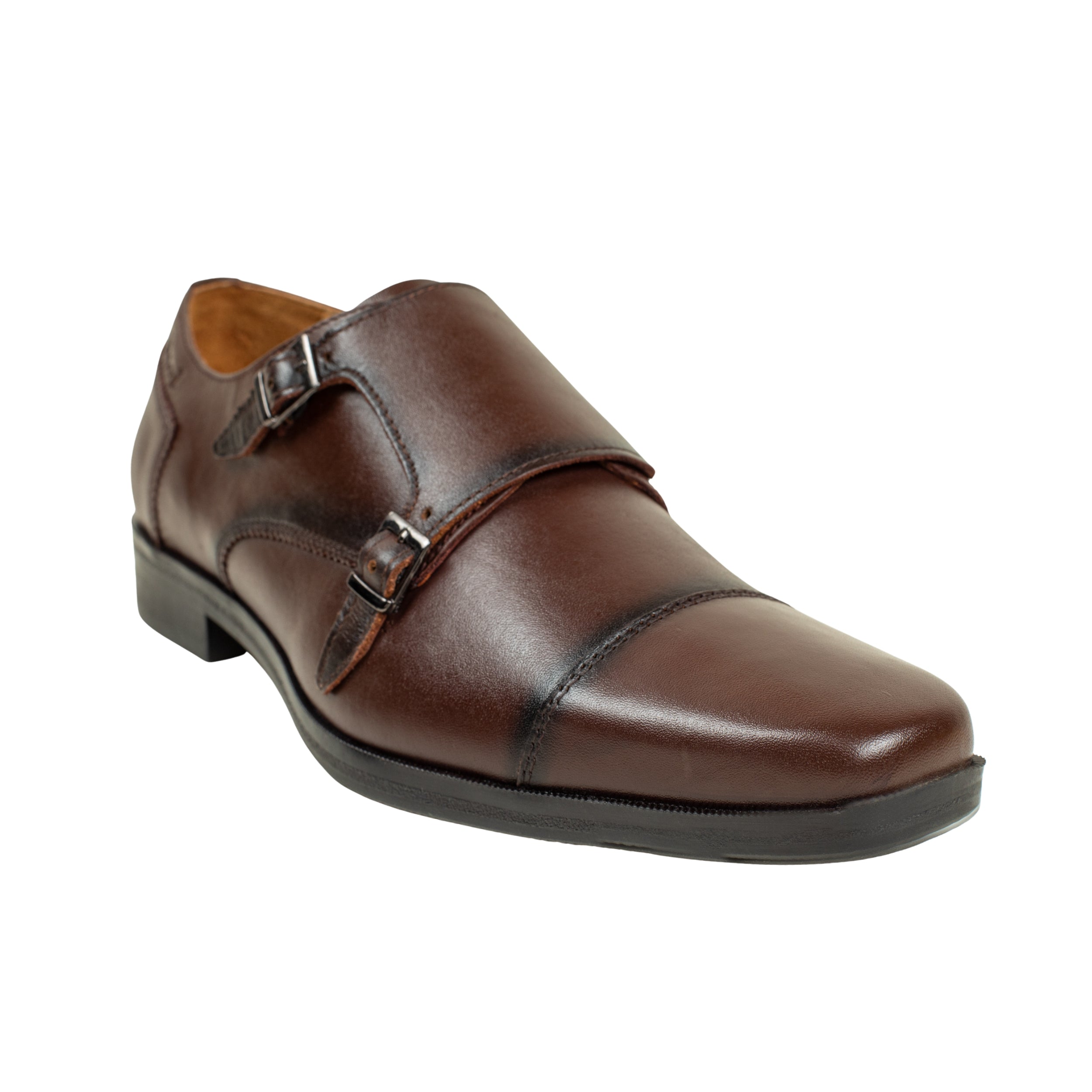 Vibrant Brown Classic Monk Men's Leather Formal Shoes | Vibrant® Elegant Dress Shoes
