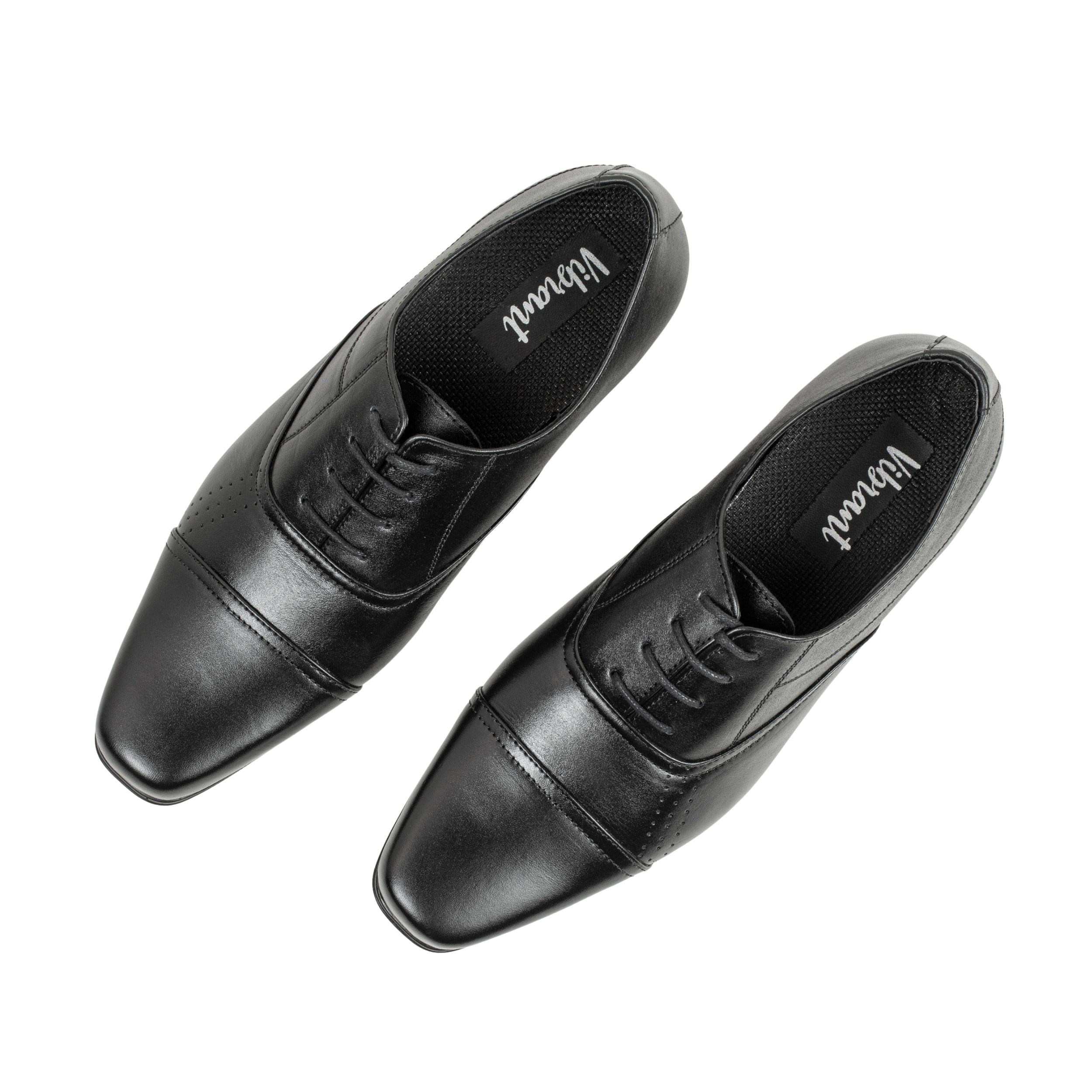 Vibrant Black Classic Men's Oxford Leather Formal Shoes | Vibrant® Elegant Dress Shoes