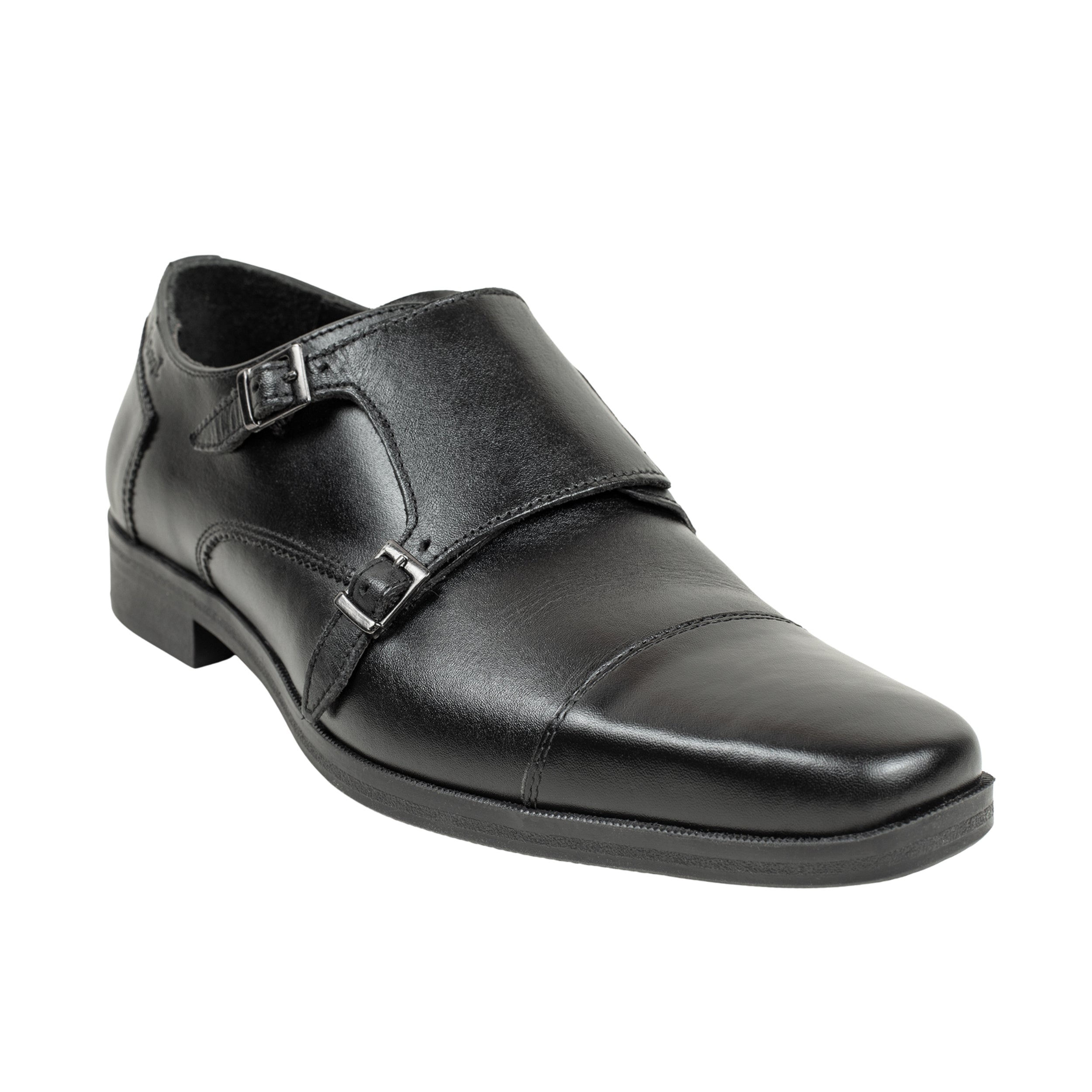 Vibrant Black Classic Monk Men's Leather Formal Shoes | Vibrant® Elegant Dress Shoes