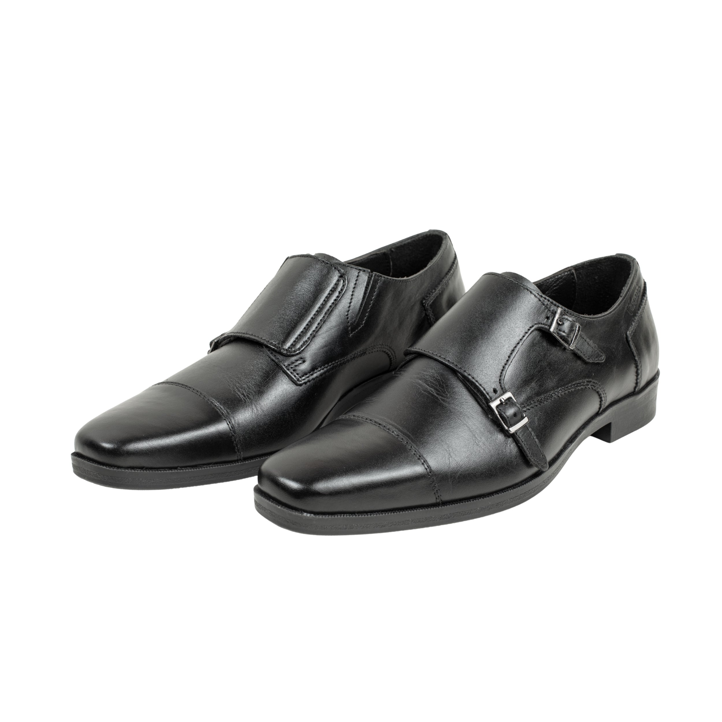 Vibrant Black Classic Monk Men's Leather Formal Shoes | Vibrant® Elegant Dress Shoes