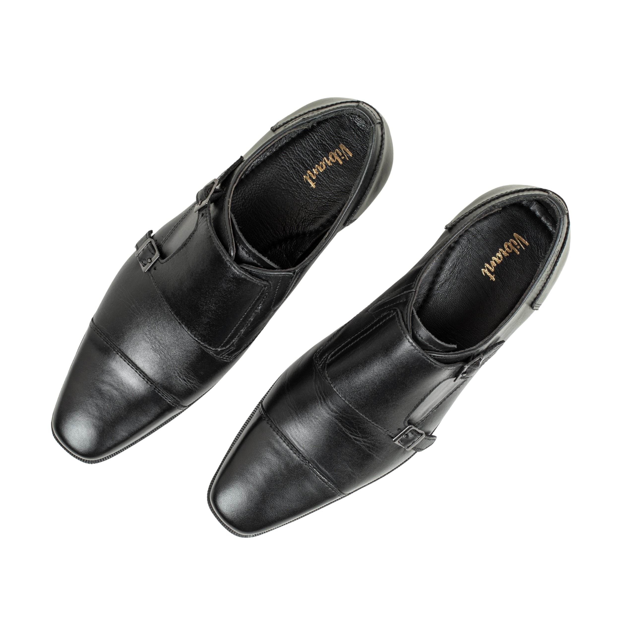 Vibrant Black Classic Monk Men's Leather Formal Shoes | Vibrant® Elegant Dress Shoes