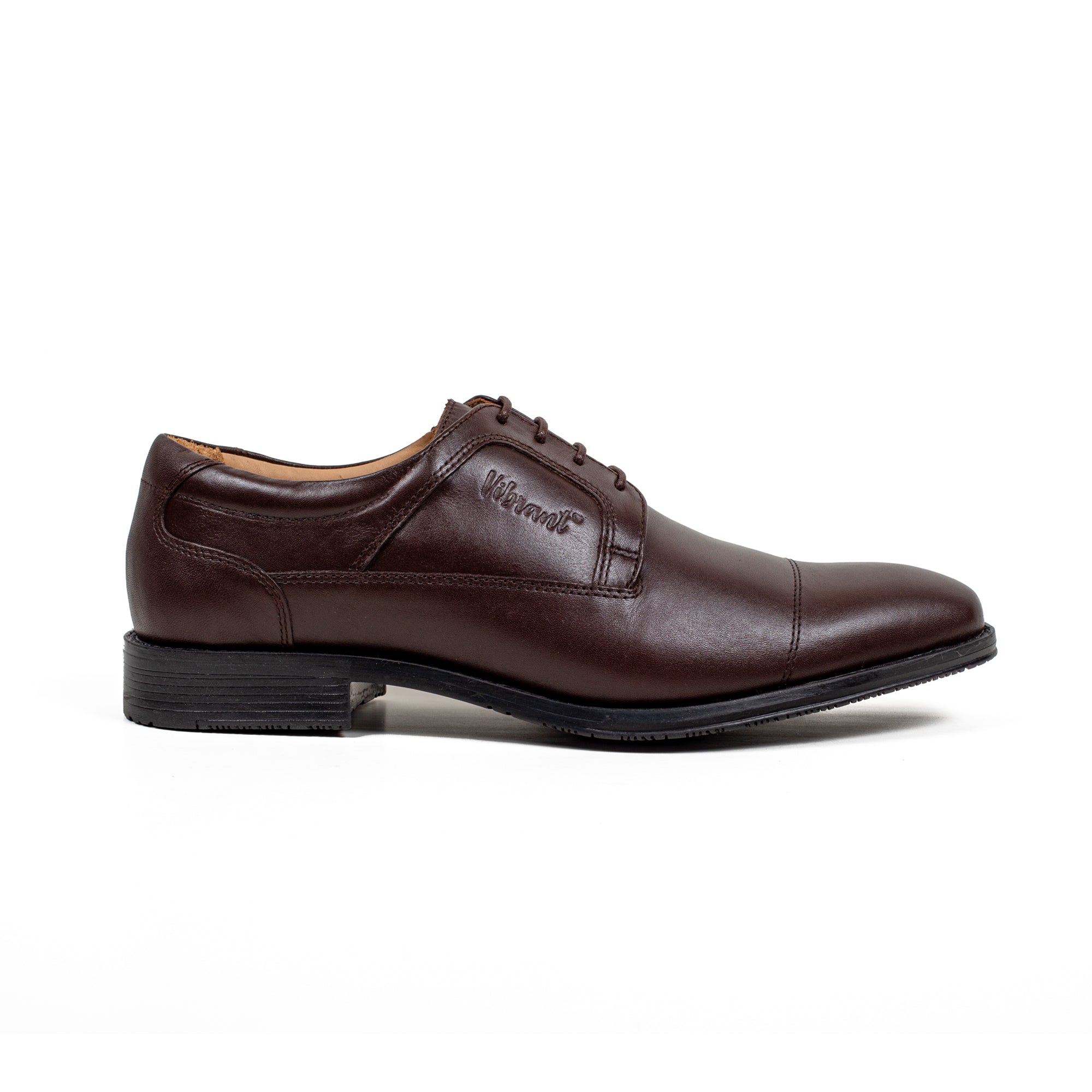 Men's Premium Brown Leather Formal Oxford Shoes | Vibrant® Classic Cap-Toe Design - Vibrantbd.com