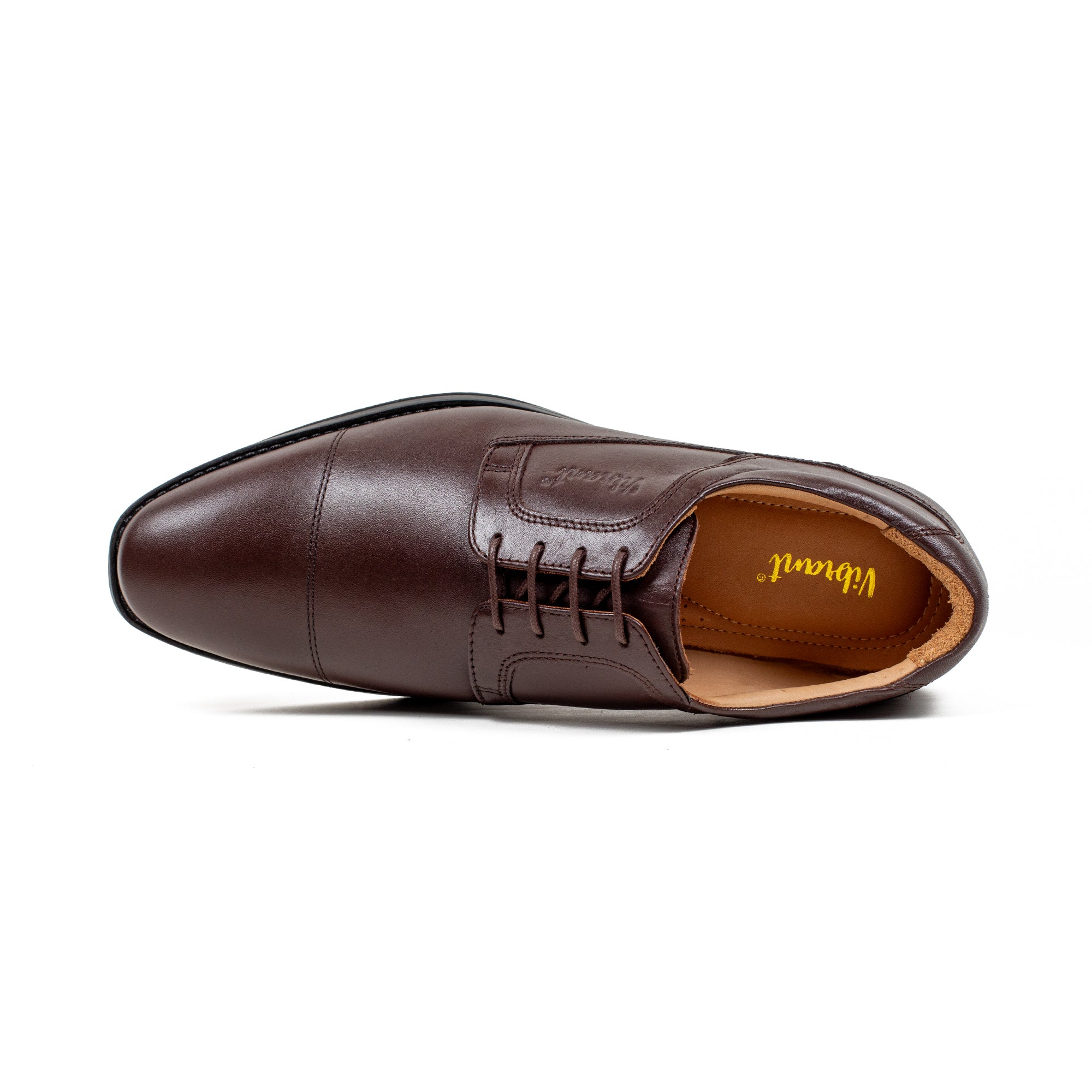 Men's Premium Brown Leather Formal Oxford Shoes | Vibrant® Classic Cap-Toe Design - Vibrantbd.com