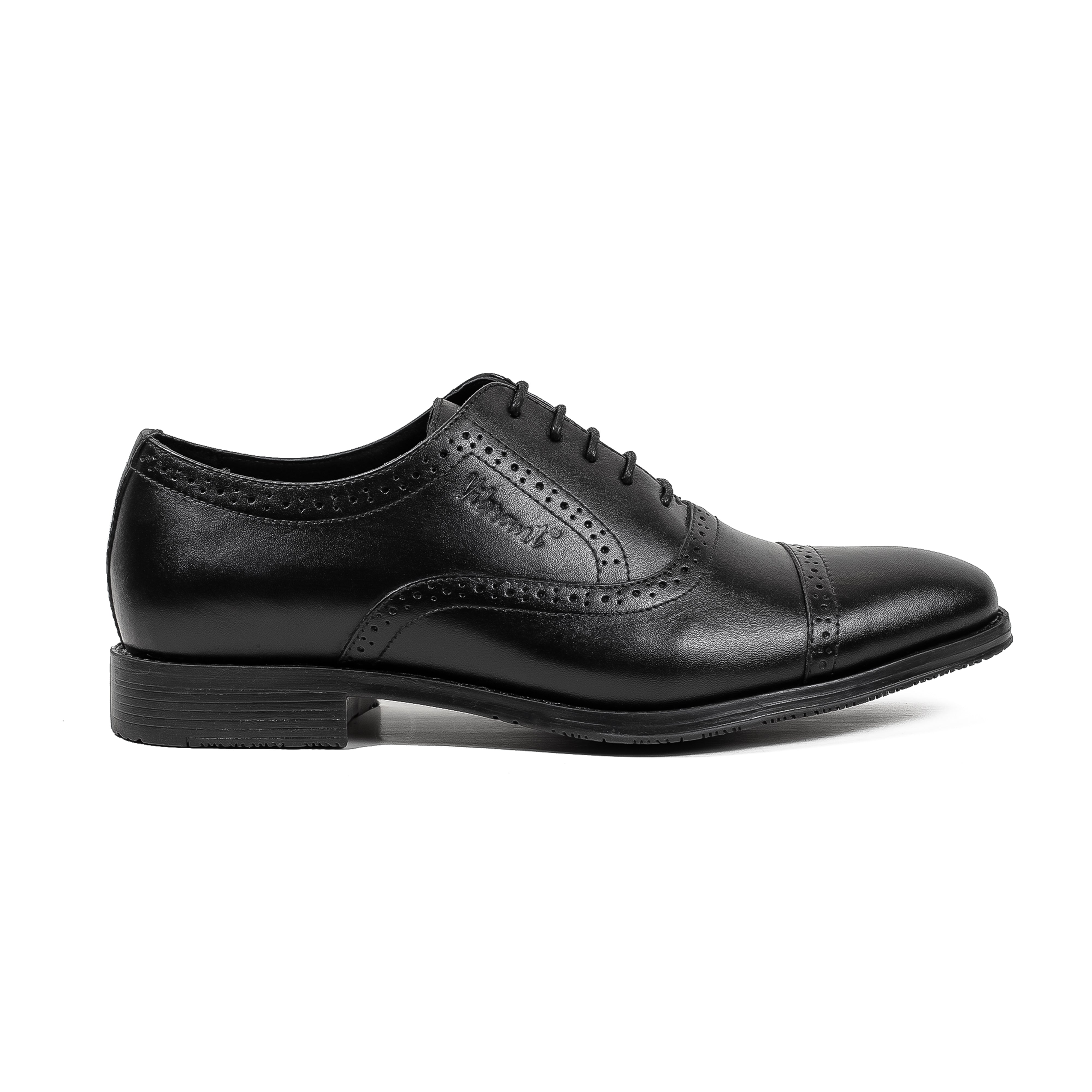 Men's Black Leather Oxford Shoes | Vibrant® Elegant Comfort with TPR Outsole and Cushioned Insole - Vibrantbd.com