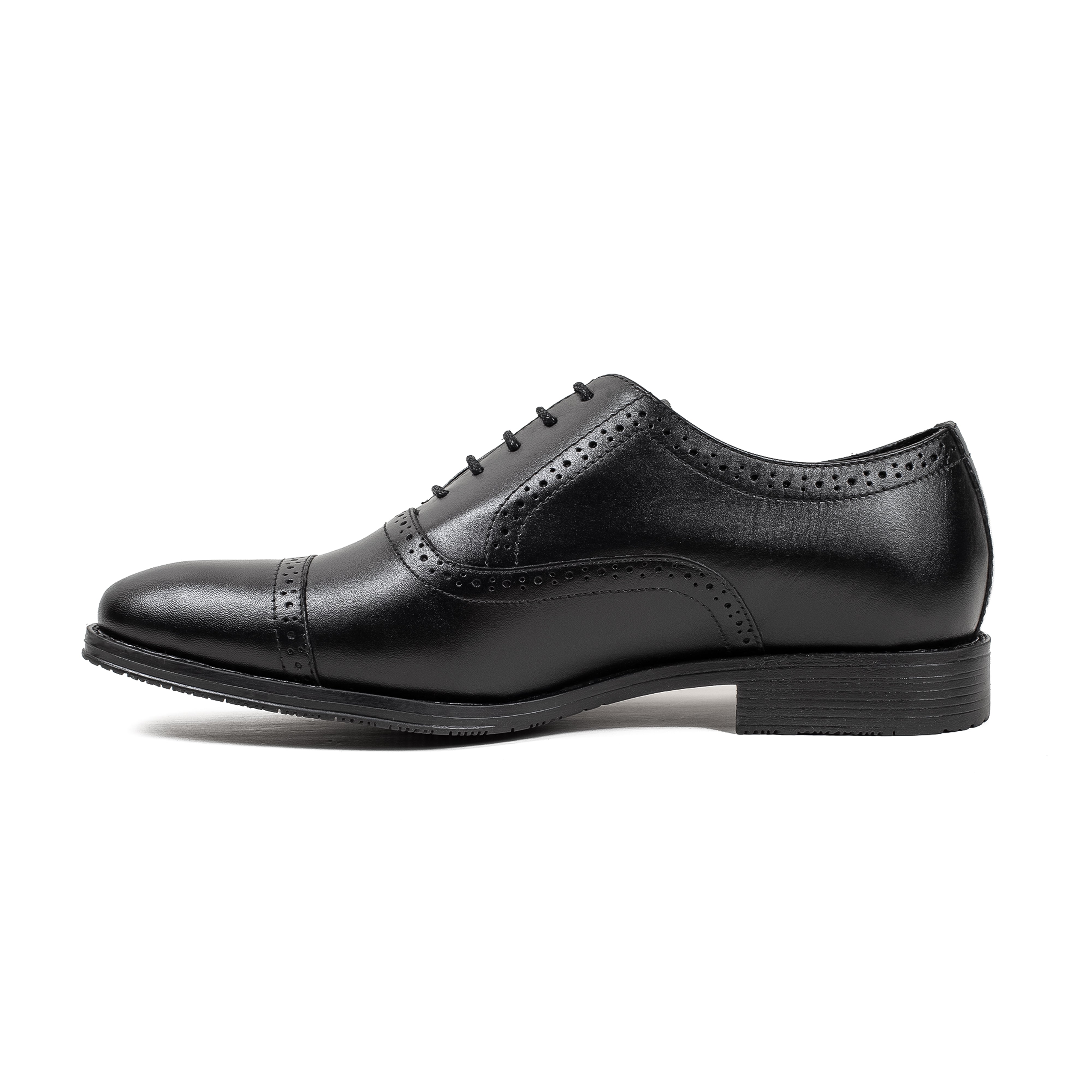 Men's Black Leather Oxford Shoes | Vibrant® Elegant Comfort with TPR Outsole and Cushioned Insole - Vibrantbd.com
