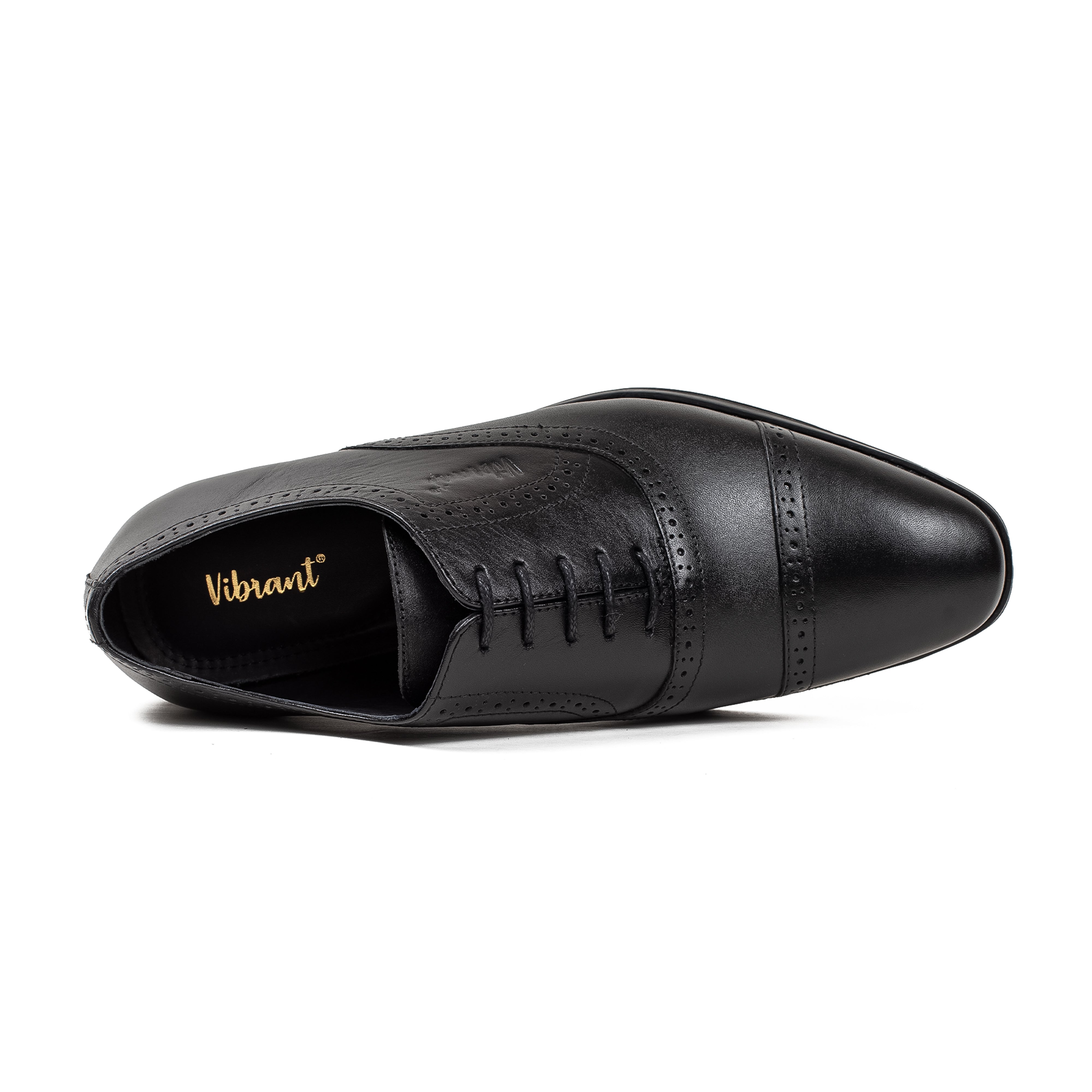 Men's Black Leather Oxford Shoes | Vibrant® Elegant Comfort with TPR Outsole and Cushioned Insole - Vibrantbd.com