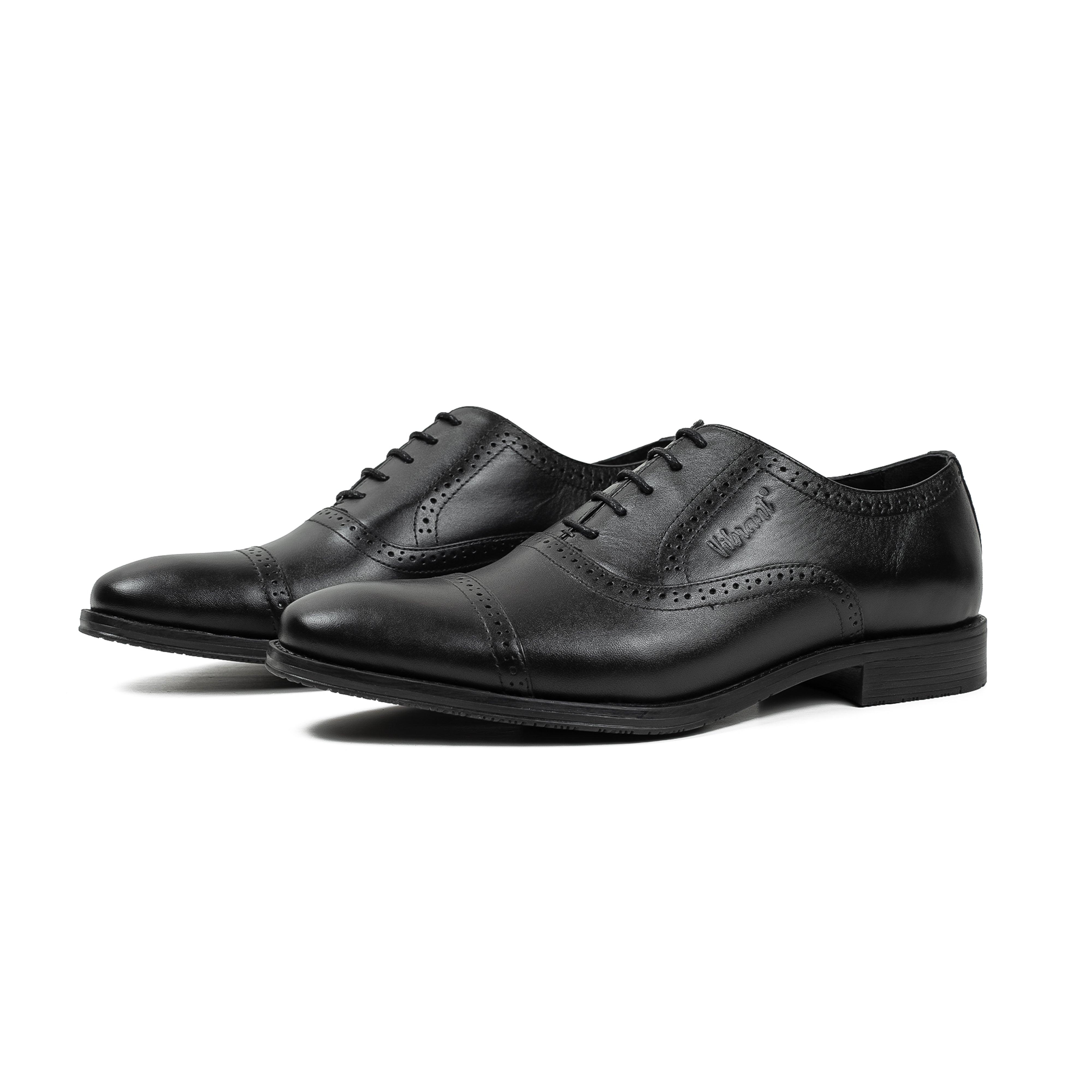 Men's Black Leather Oxford Shoes | Vibrant® Elegant Comfort with TPR Outsole and Cushioned Insole - Vibrantbd.com
