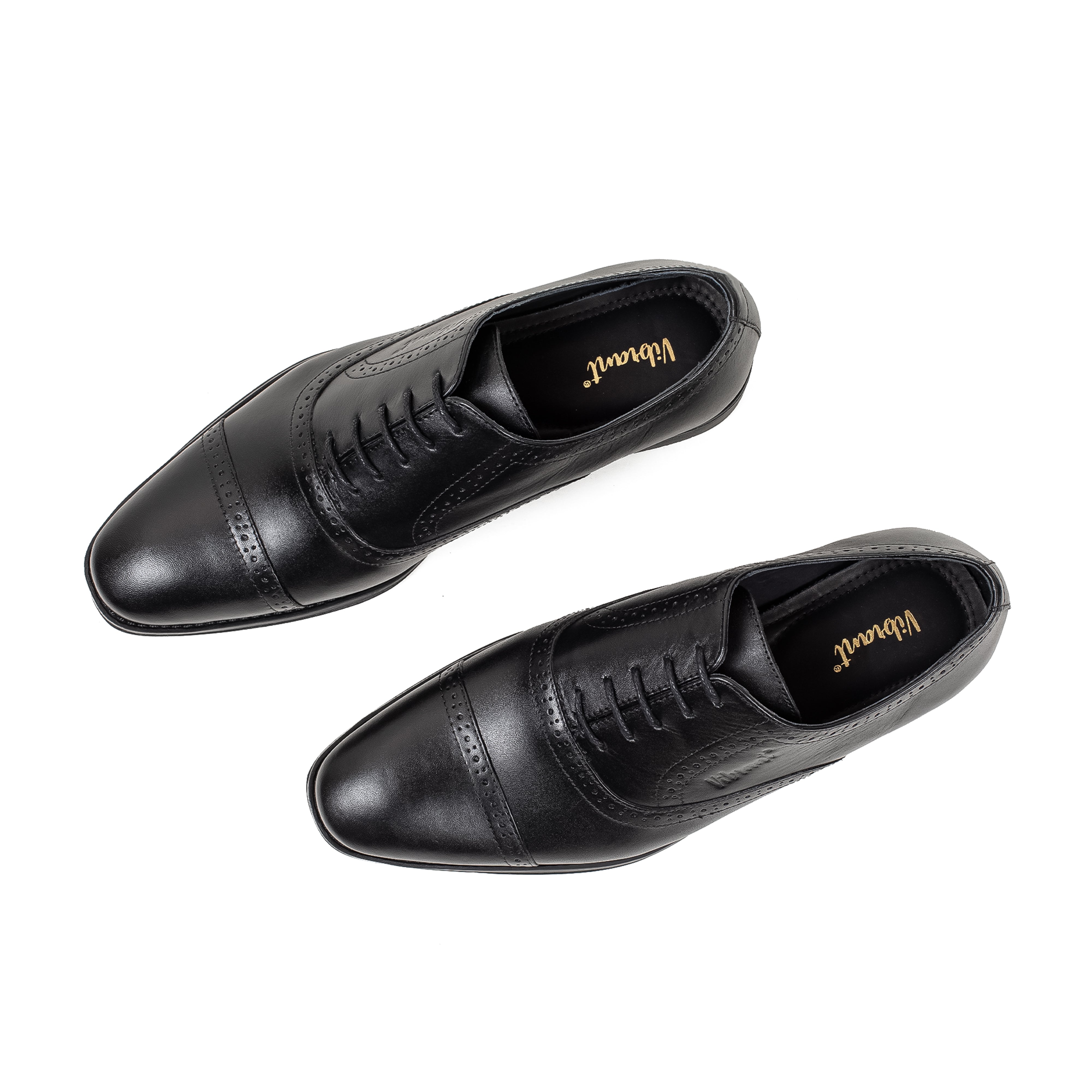 Men's Black Leather Oxford Shoes | Vibrant® Elegant Comfort with TPR Outsole and Cushioned Insole - Vibrantbd.com