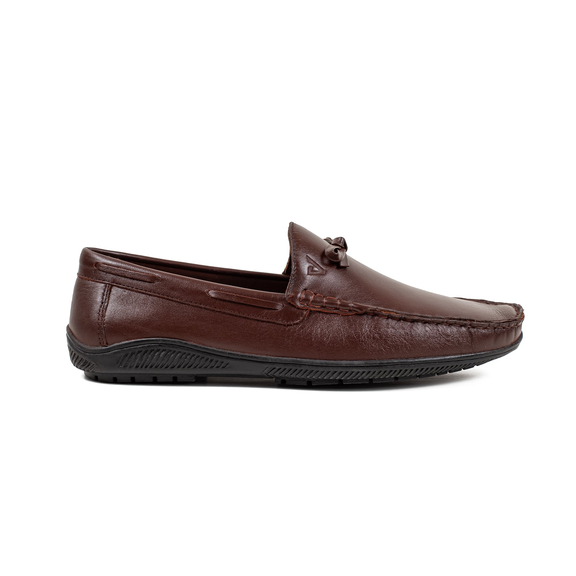 Men's Brown Leather Moccasin Shoes | Vibrant® Cushioned Comfort with TPR Outsole - Vibrantbd.com