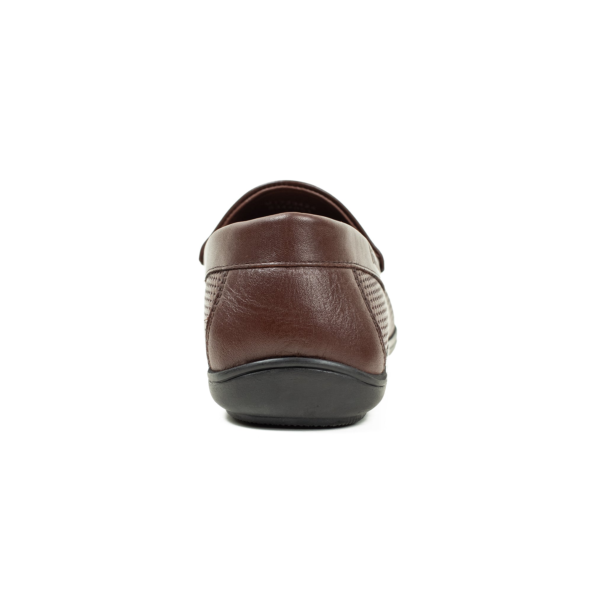 Men's Brown Printed Leather Moccasin Shoes | Vibrant® Cushioned Comfort with TPR Outsole - Vibrantbd.com
