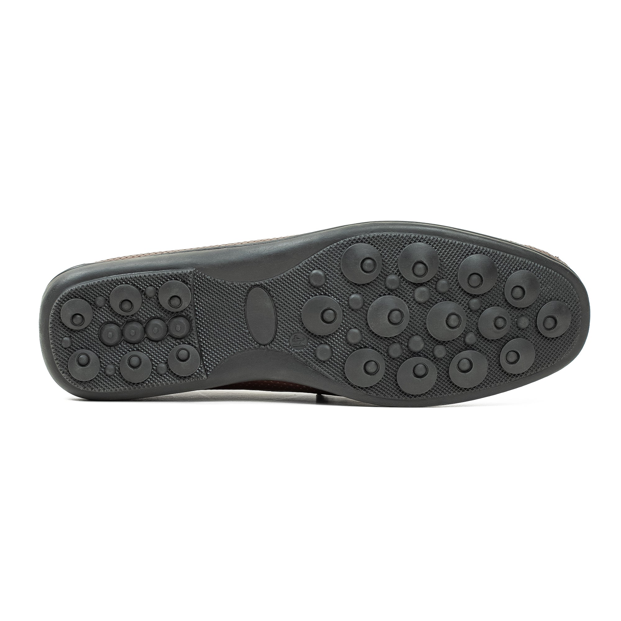 Men's Brown Printed Leather Moccasin Shoes | Vibrant® Cushioned Comfort with TPR Outsole - Vibrantbd.com