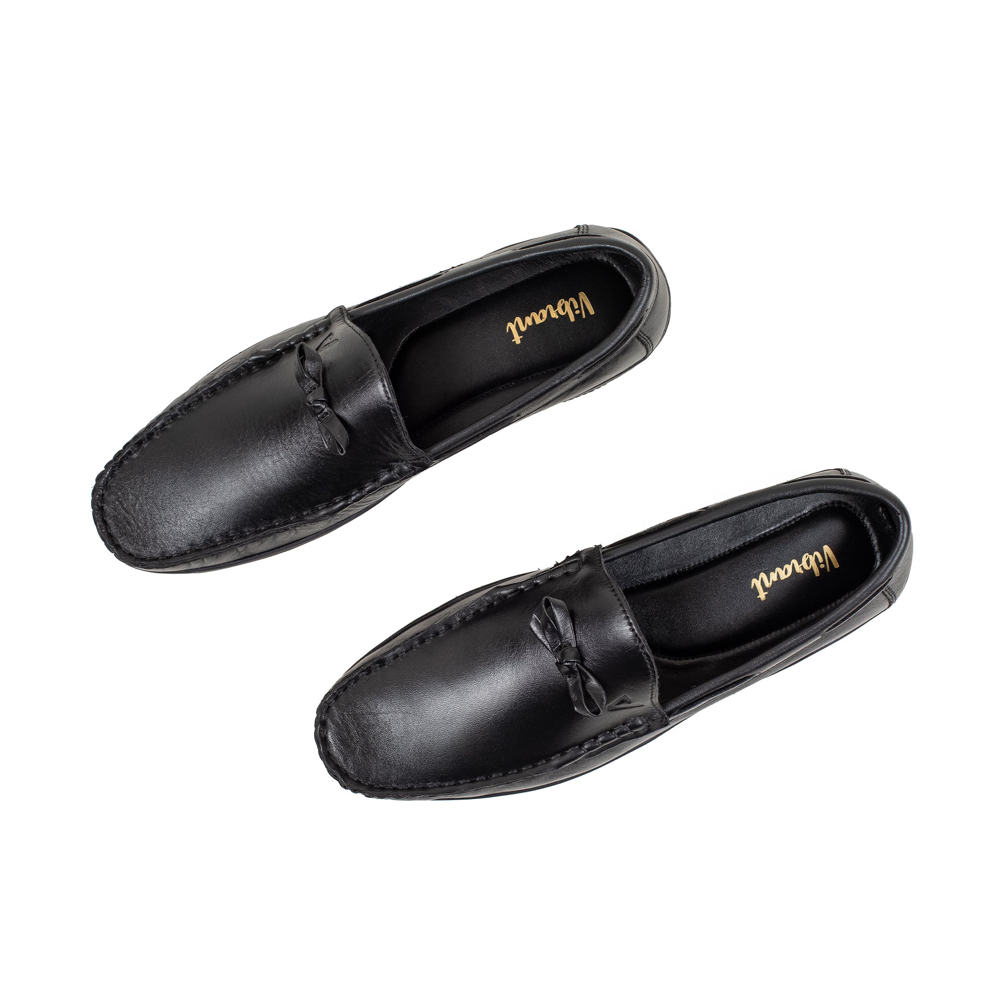 Men's Black Leather Moccasin Shoes | Vibrant® Cushioned Comfort with TPR Outsole