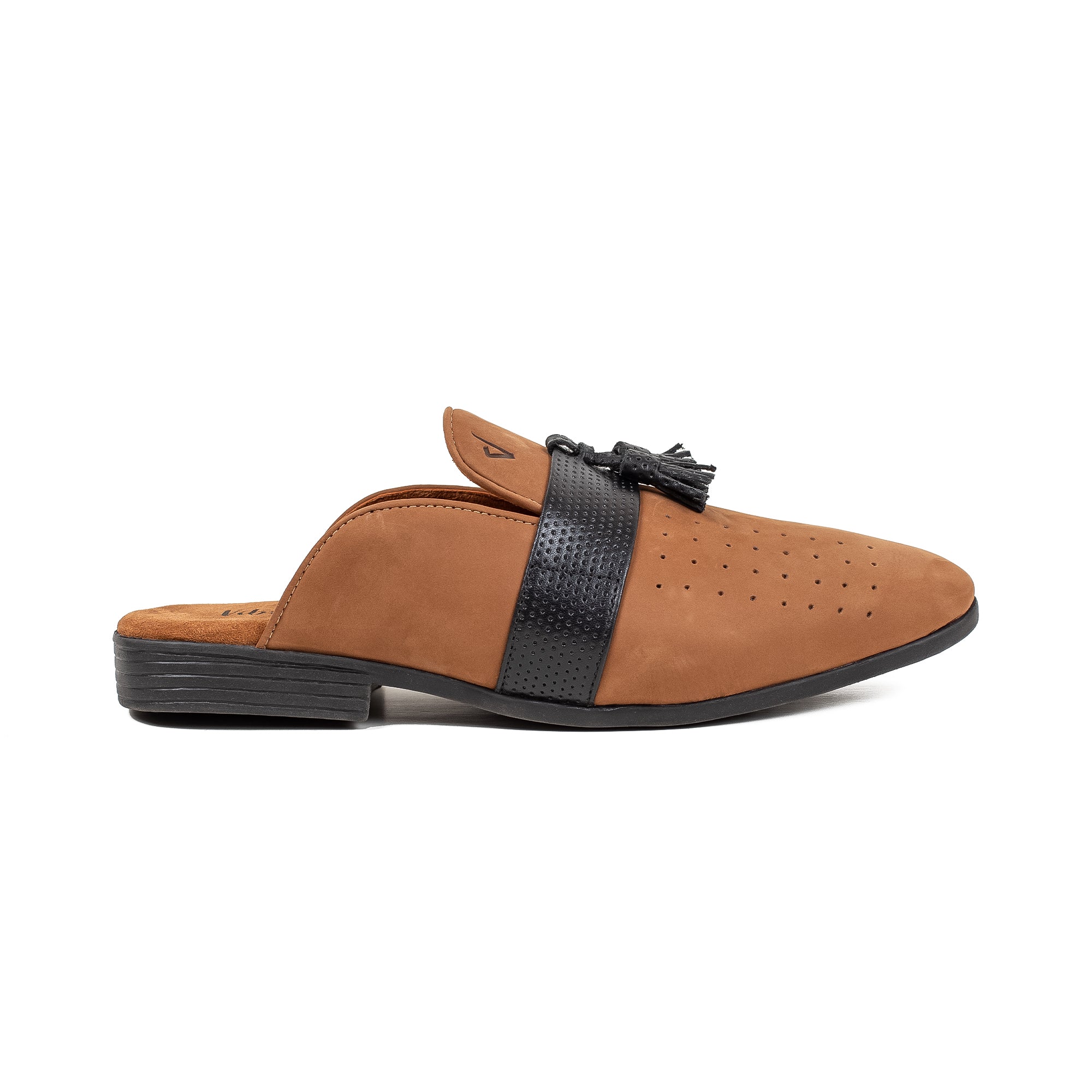 Men's Brown Nubuck Leather Slip-On Half Shoes | Vibrant® Stylish Comfort with TPR Outsole - Vibrantbd.com