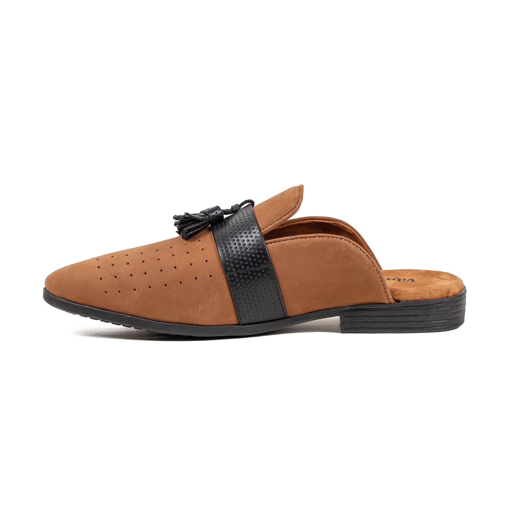 Men's Brown Nubuck Leather Slip-On Half Shoes | Vibrant® Stylish Comfort with TPR Outsole