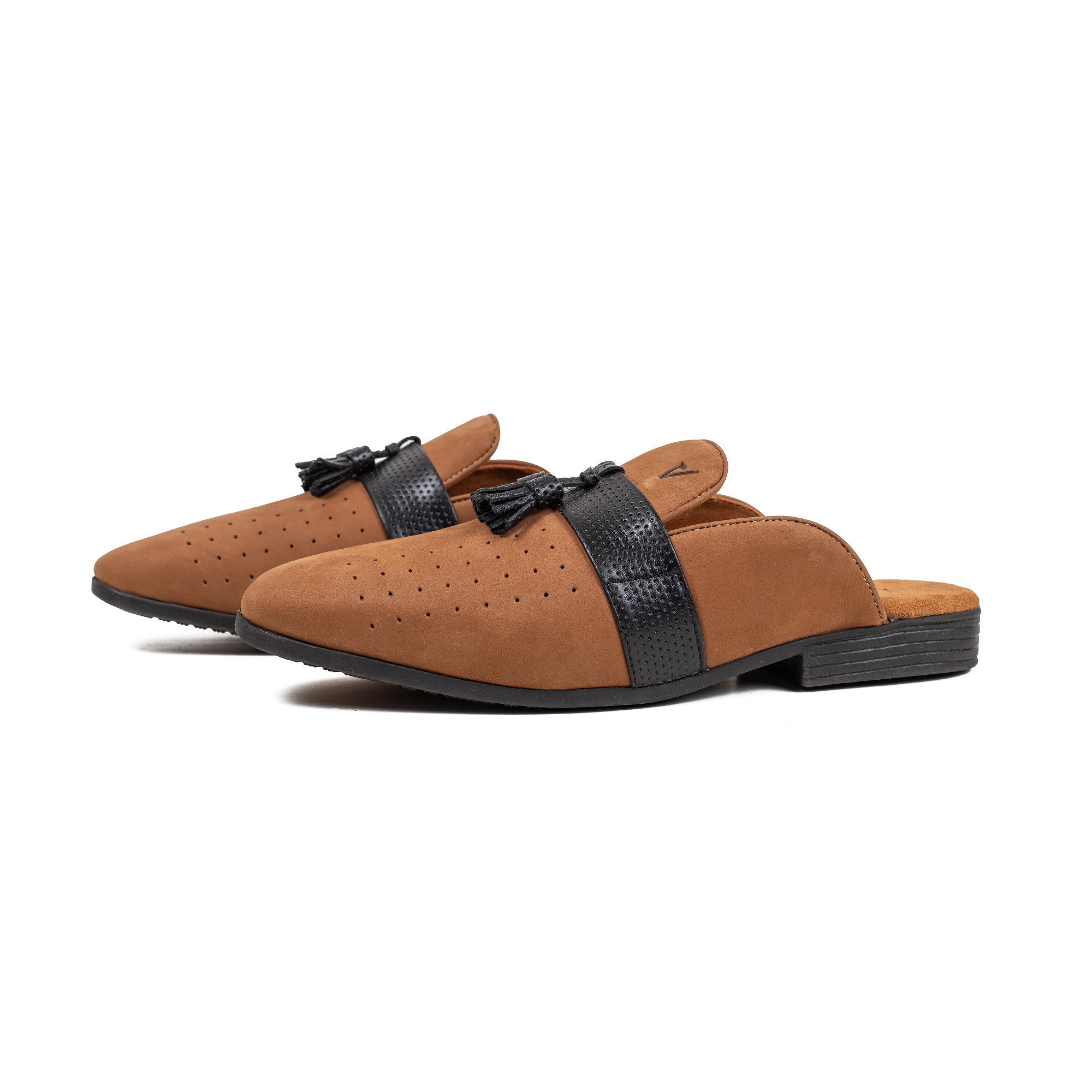 Men's Brown Nubuck Leather Slip-On Half Shoes | Vibrant® Stylish Comfort with TPR Outsole