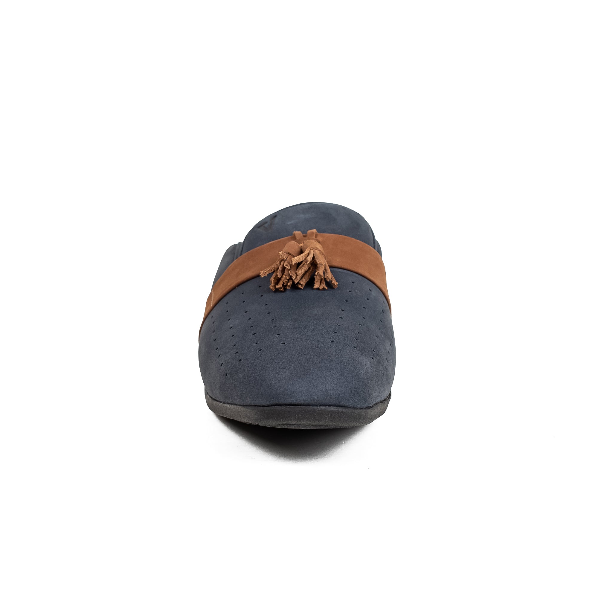Men's Navy Nubuck Leather Slip-On Half Shoes | Vibrant® Stylish Comfort with TPR Outsole - Vibrantbd.com