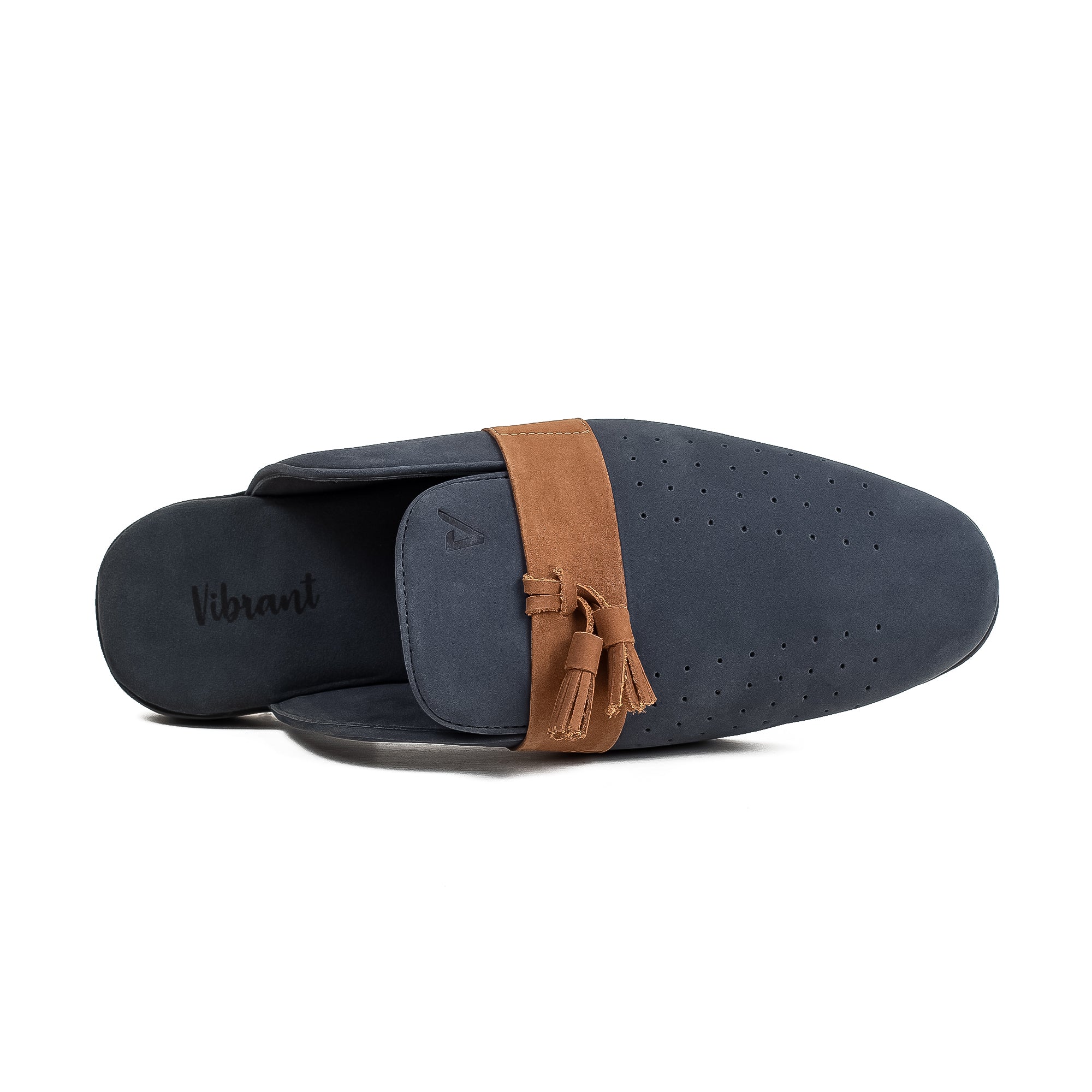 Men's Navy Nubuck Leather Slip-On Half Shoes | Vibrant® Stylish Comfort with TPR Outsole - Vibrantbd.com