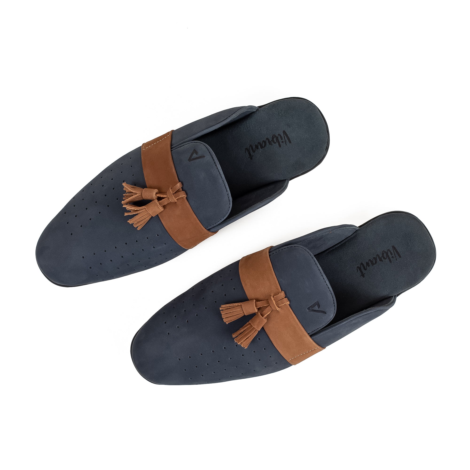 Men's Navy Nubuck Leather Slip-On Half Shoes | Vibrant® Stylish Comfort with TPR Outsole - Vibrantbd.com