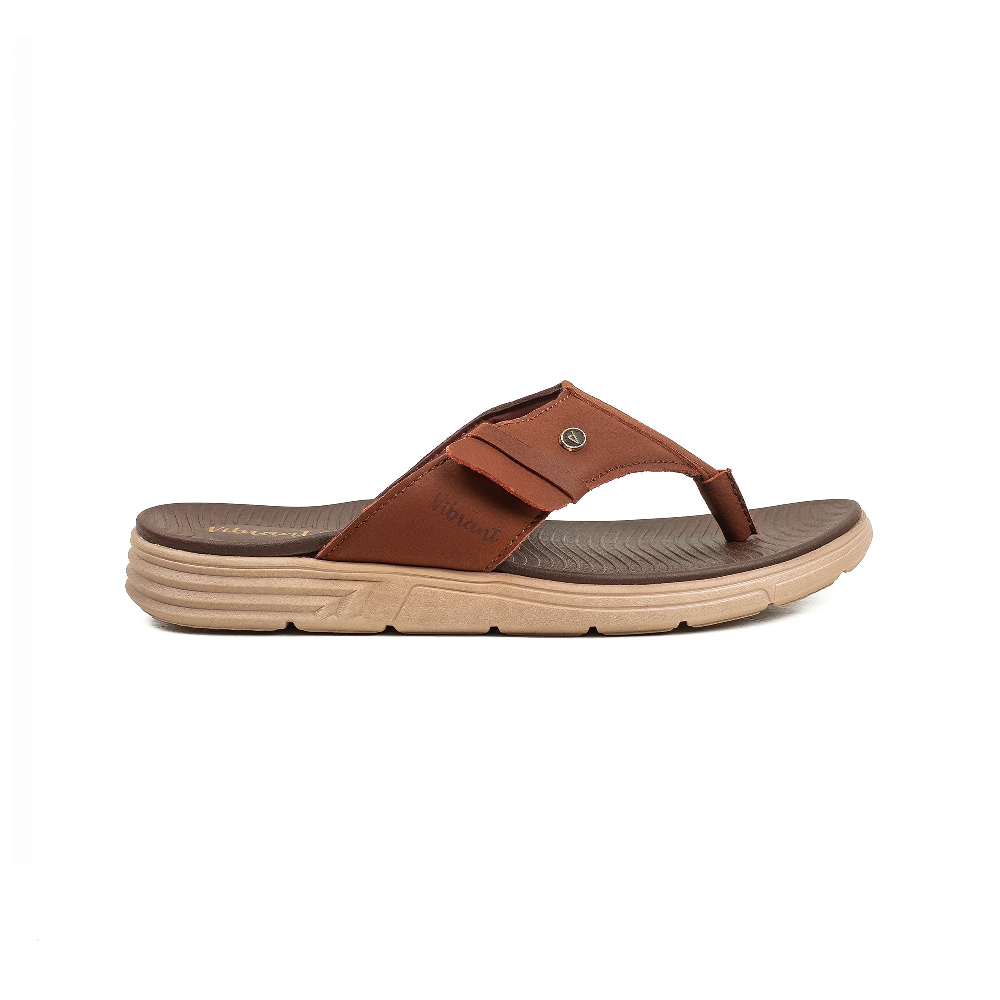 Vibrant Men's Brown Nubuck Leather Toe-Post Sandal – Lightweight Phylon Sole & Cushioned Insole for Maximum Comfort & Style - Vibrantbd.com