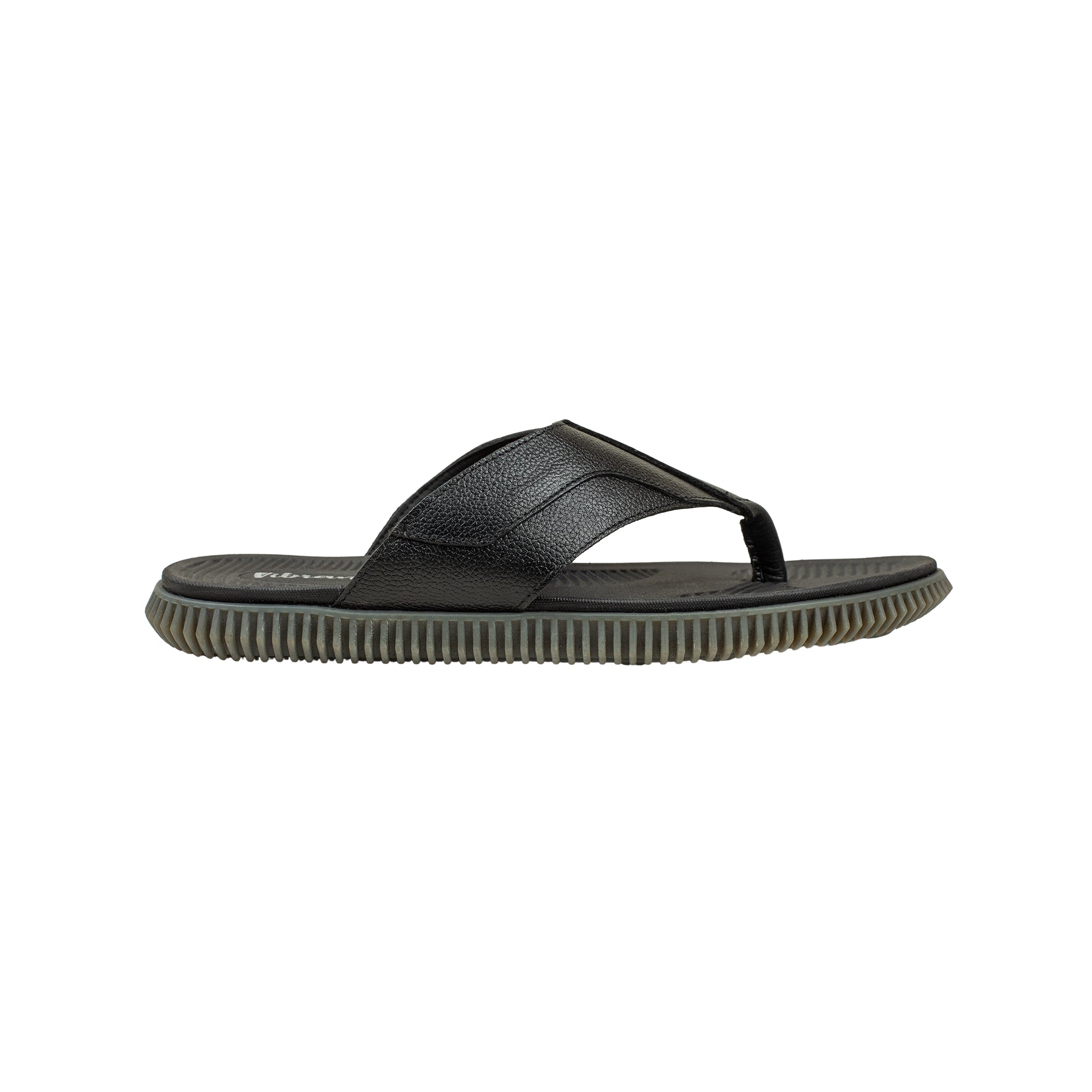 Vibrant Men's Black Leather Toe-Post Sandal – Stylish & Comfortable Casual Wear