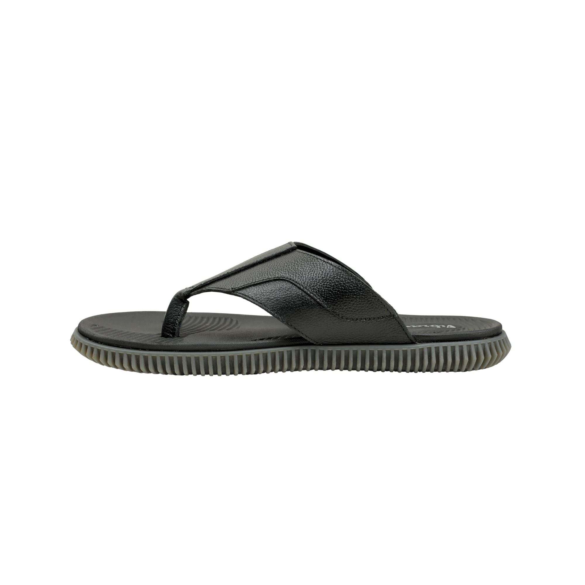 Vibrant Men's Black Leather Toe-Post Sandal – Stylish & Comfortable Casual Wear - Vibrantbd.com