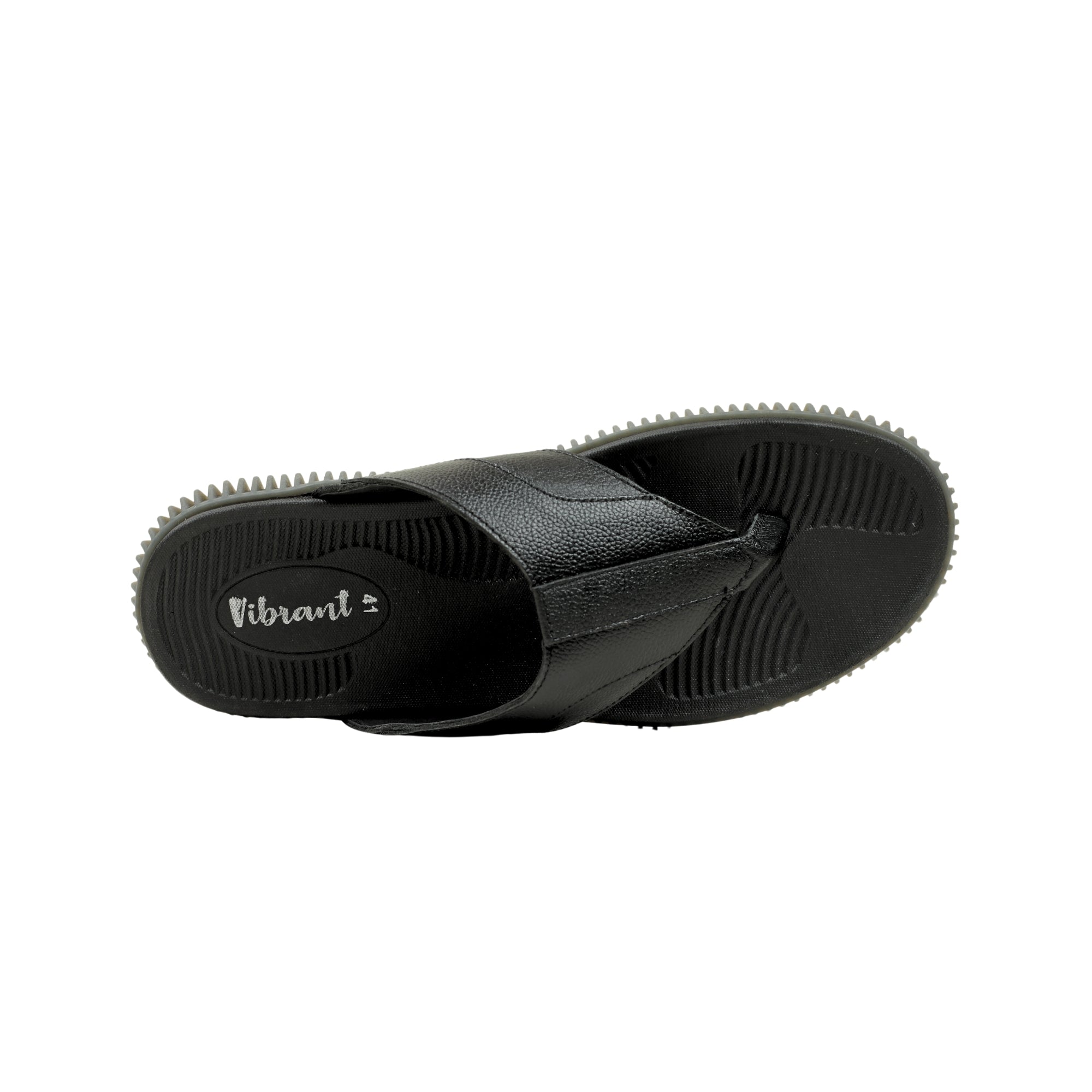 Vibrant Men's Black Leather Toe-Post Sandal – Stylish & Comfortable Casual Wear - Vibrantbd.com