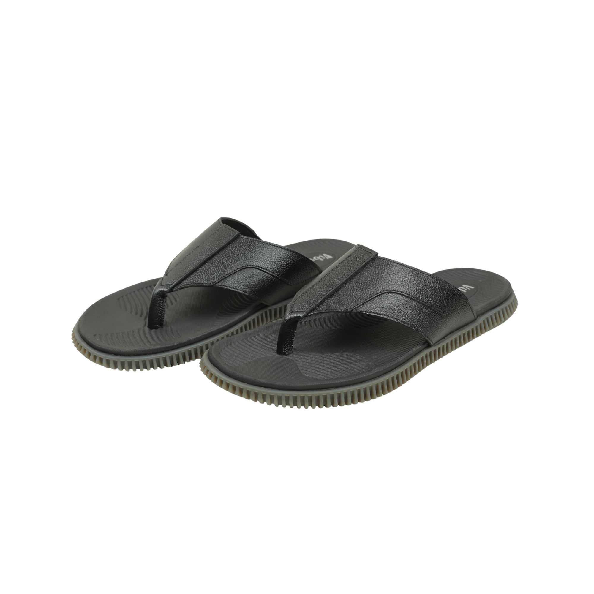 Vibrant Men's Black Leather Toe-Post Sandal – Stylish & Comfortable Casual Wear - Vibrantbd.com