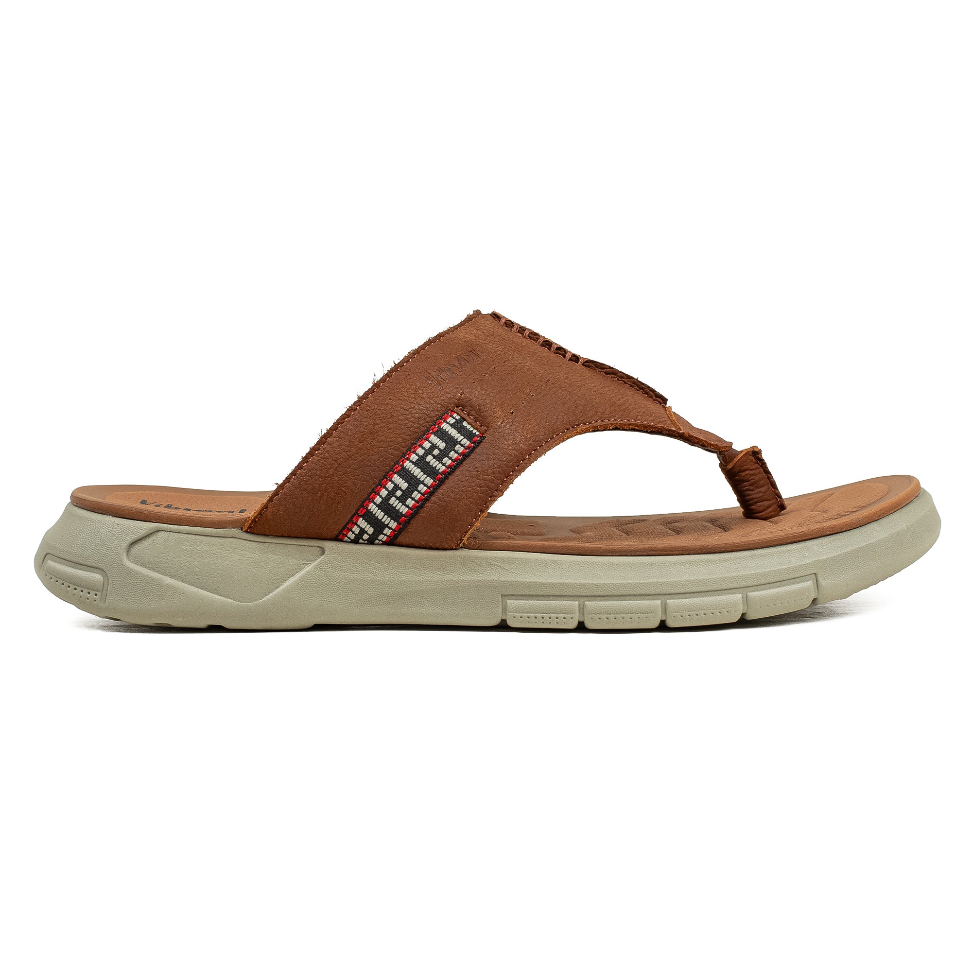 Men's Brown Nubuck Leather Toe-Post Sandals | Vibrant® Summer Sandals with Phylon Outsole and Cushioned Insole - Vibrantbd.com
