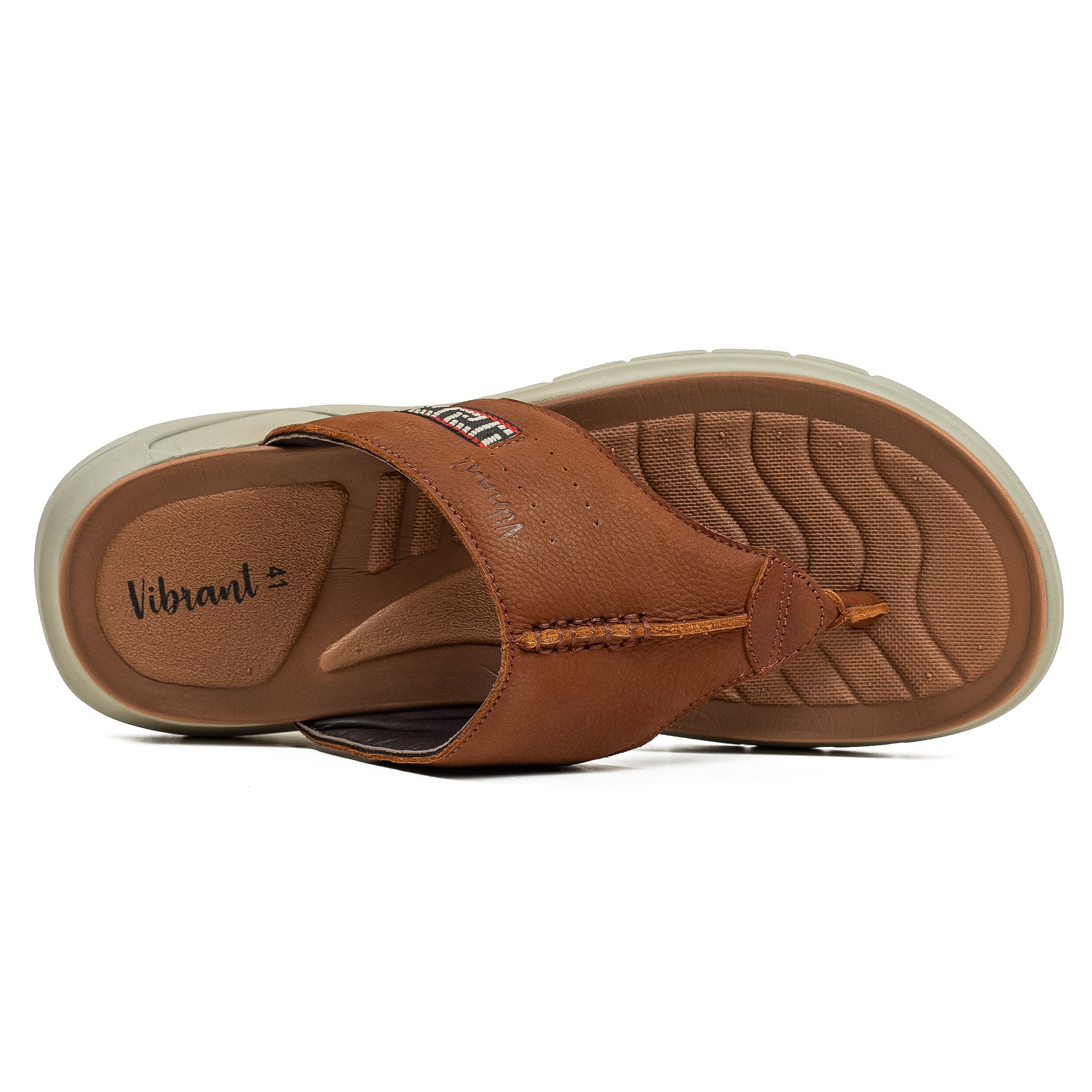 Men's Brown Nubuck Leather Toe-Post Sandals | Vibrant® Summer Sandals with Phylon Outsole and Cushioned Insole - Vibrantbd.com